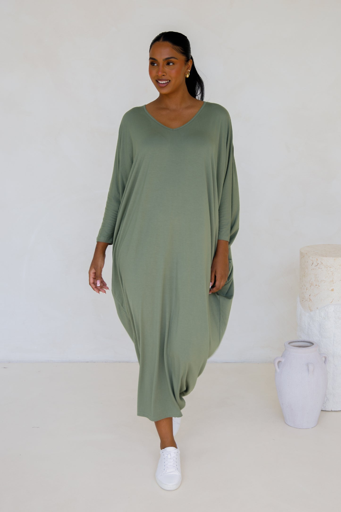 Miracle Bamboo Long Sleeve Maxi Dress | Fern
