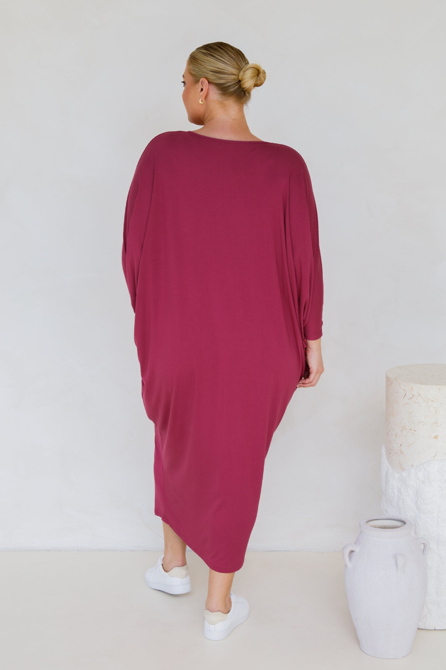 Long Sleeve Maxi Miracle Bamboo Dress | Soft Maroon