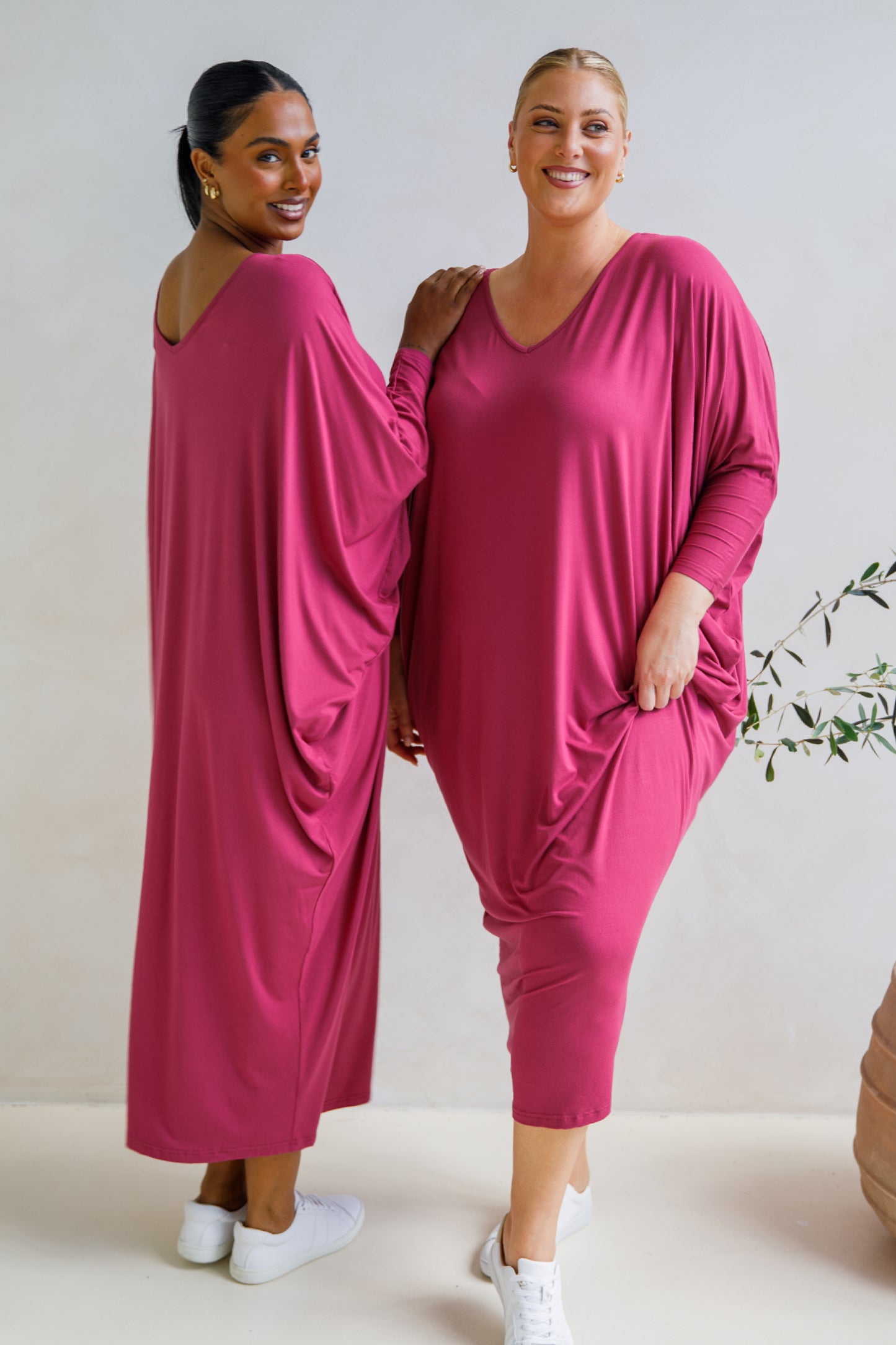 Long Sleeve Maxi Miracle Bamboo Dress | Soft Maroon