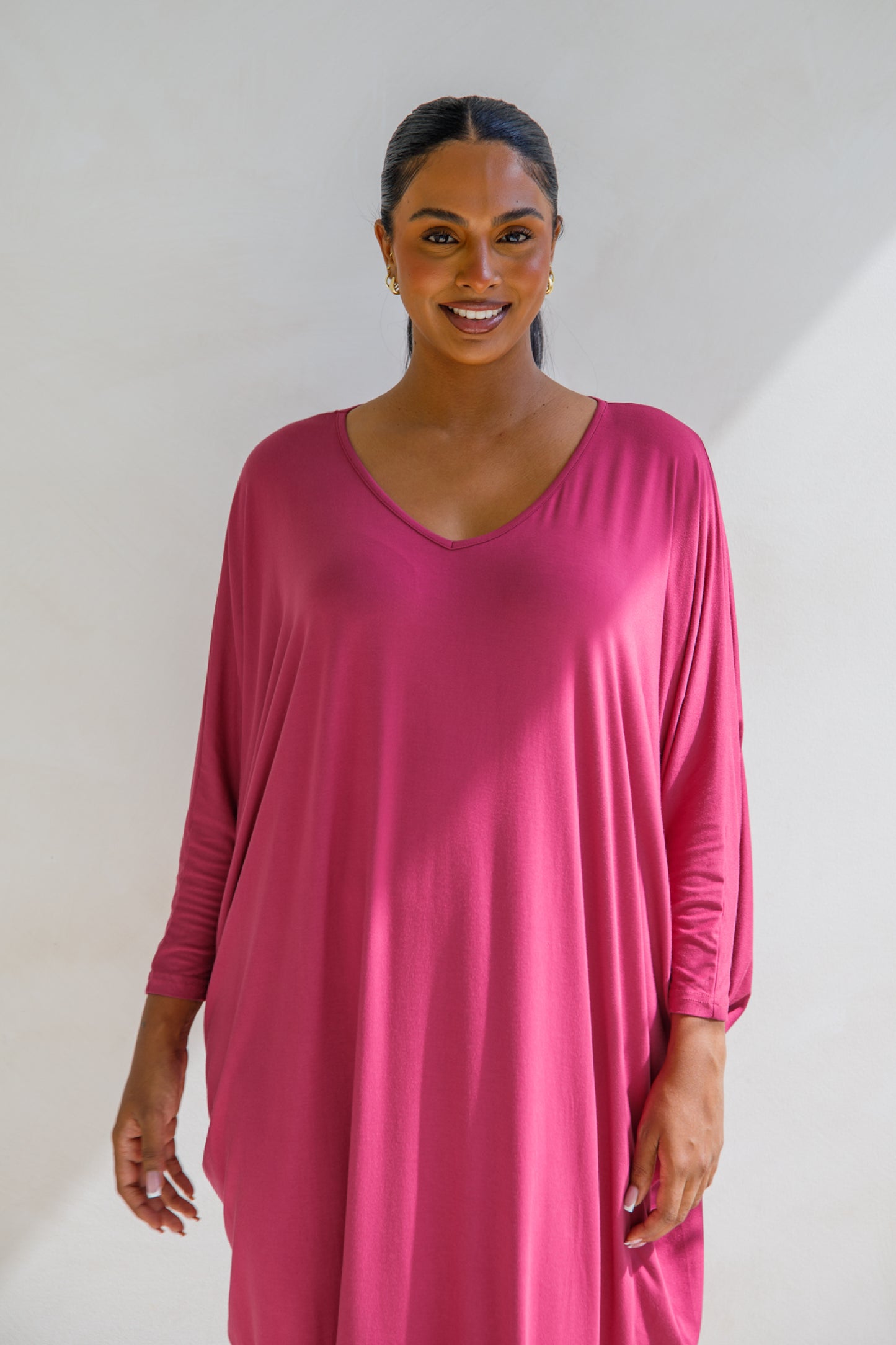Long Sleeve Maxi Miracle Bamboo Dress | Soft Maroon