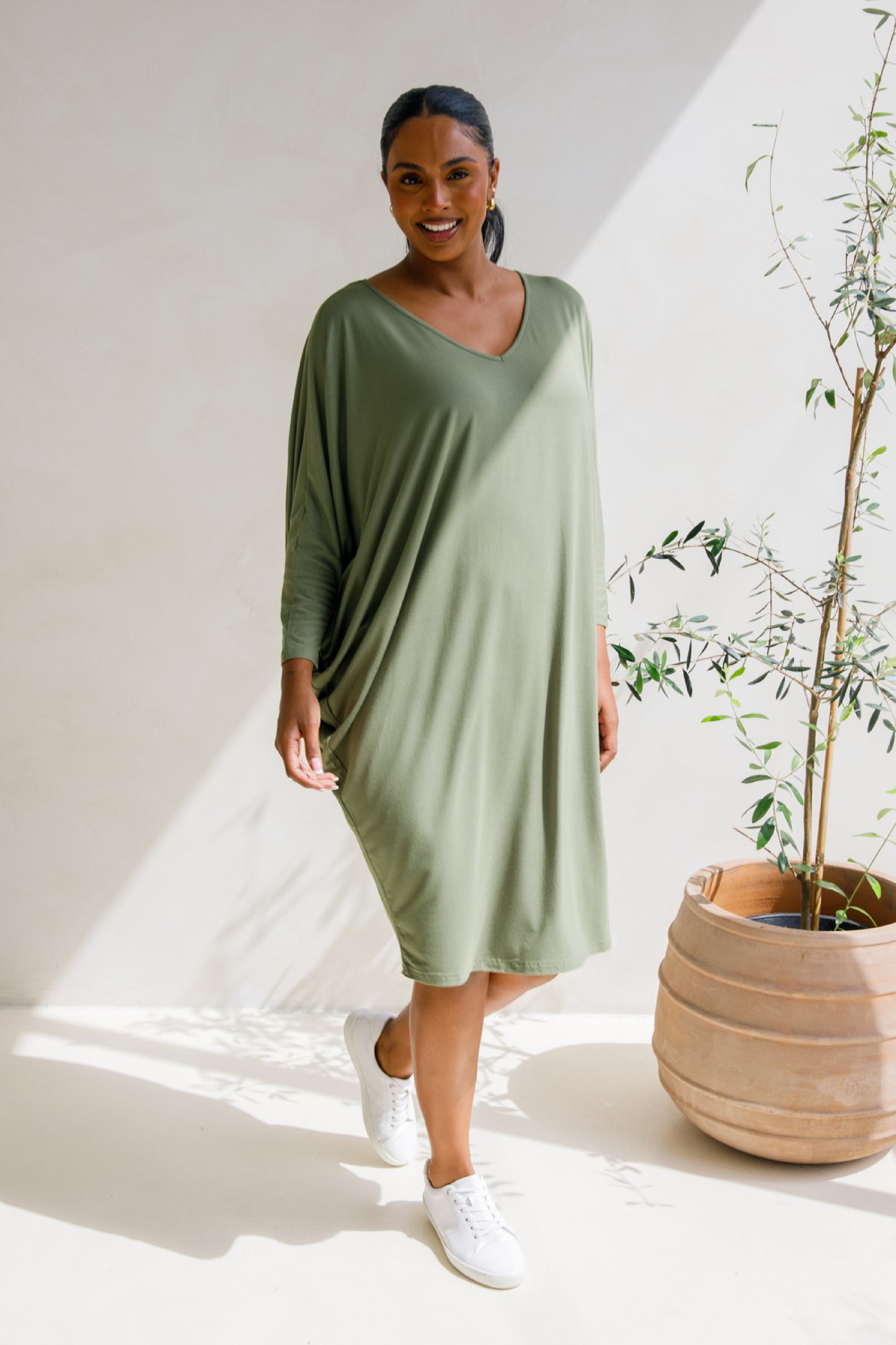 Long Sleeve Miracle Bamboo Dress | Fern