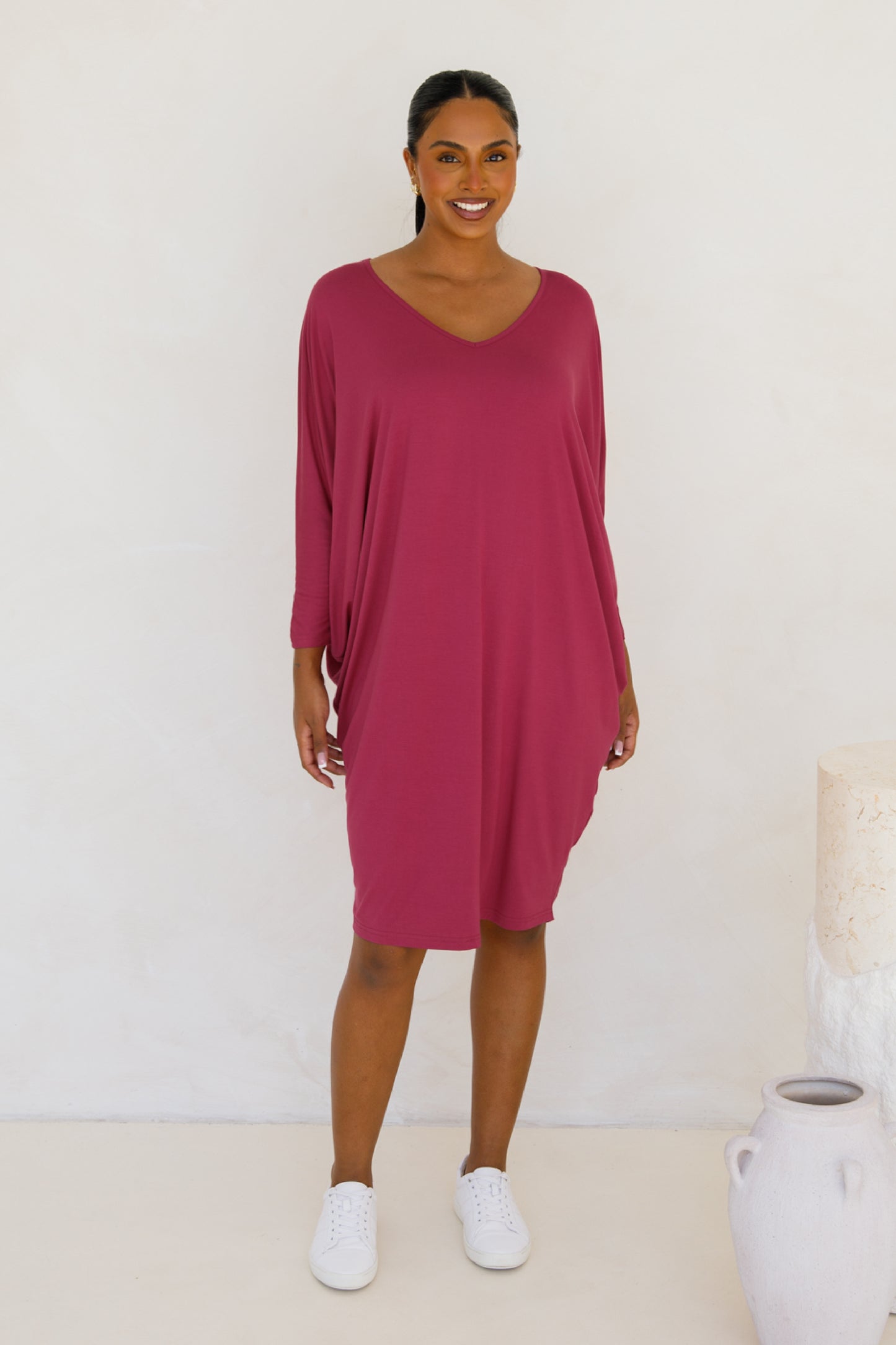 Long Sleeve Miracle Dress | Soft Maroon