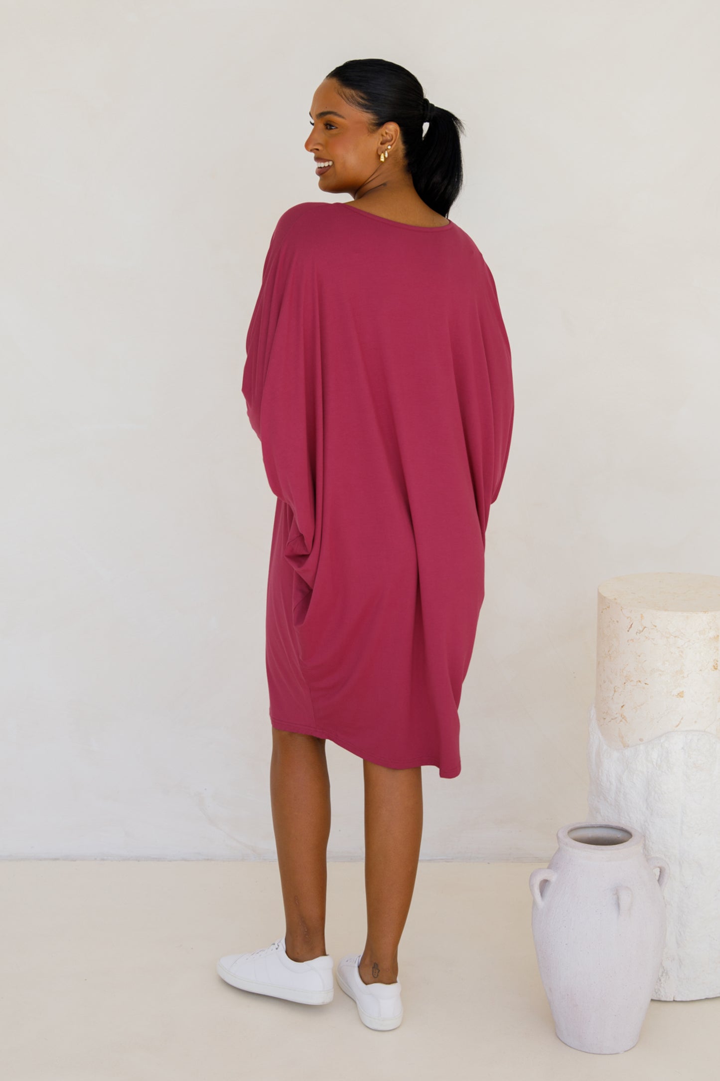 Long Sleeve Miracle Dress | Soft Maroon