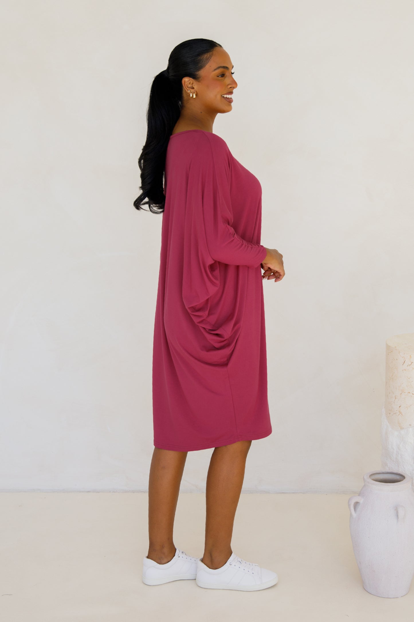 Long Sleeve Miracle Dress | Soft Maroon