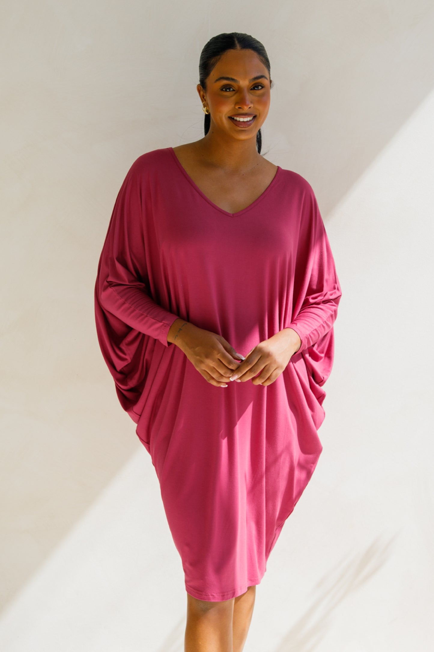 Long Sleeve Miracle Dress | Soft Maroon