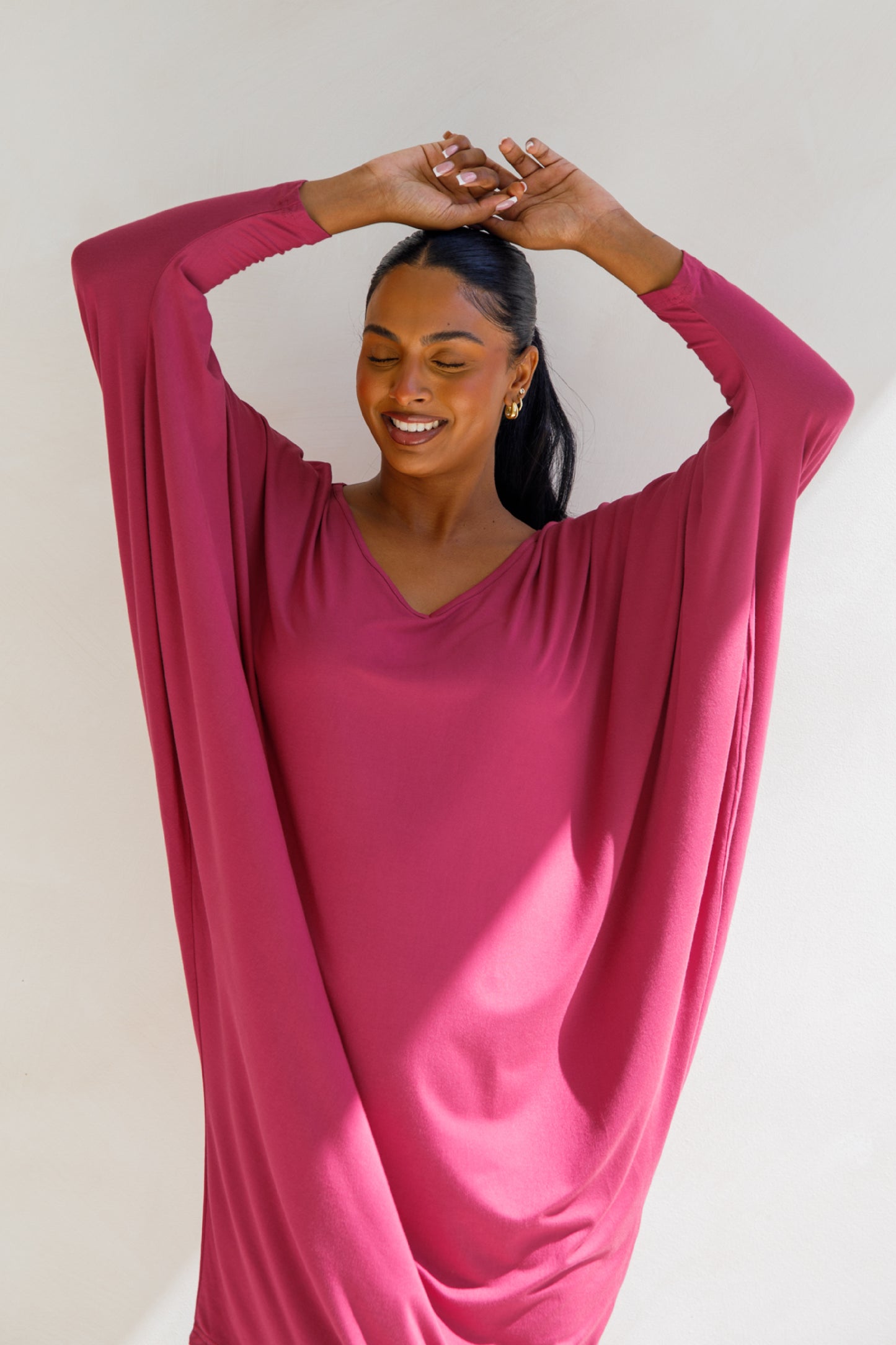 Long Sleeve Miracle Bamboo Dress | Soft Maroon