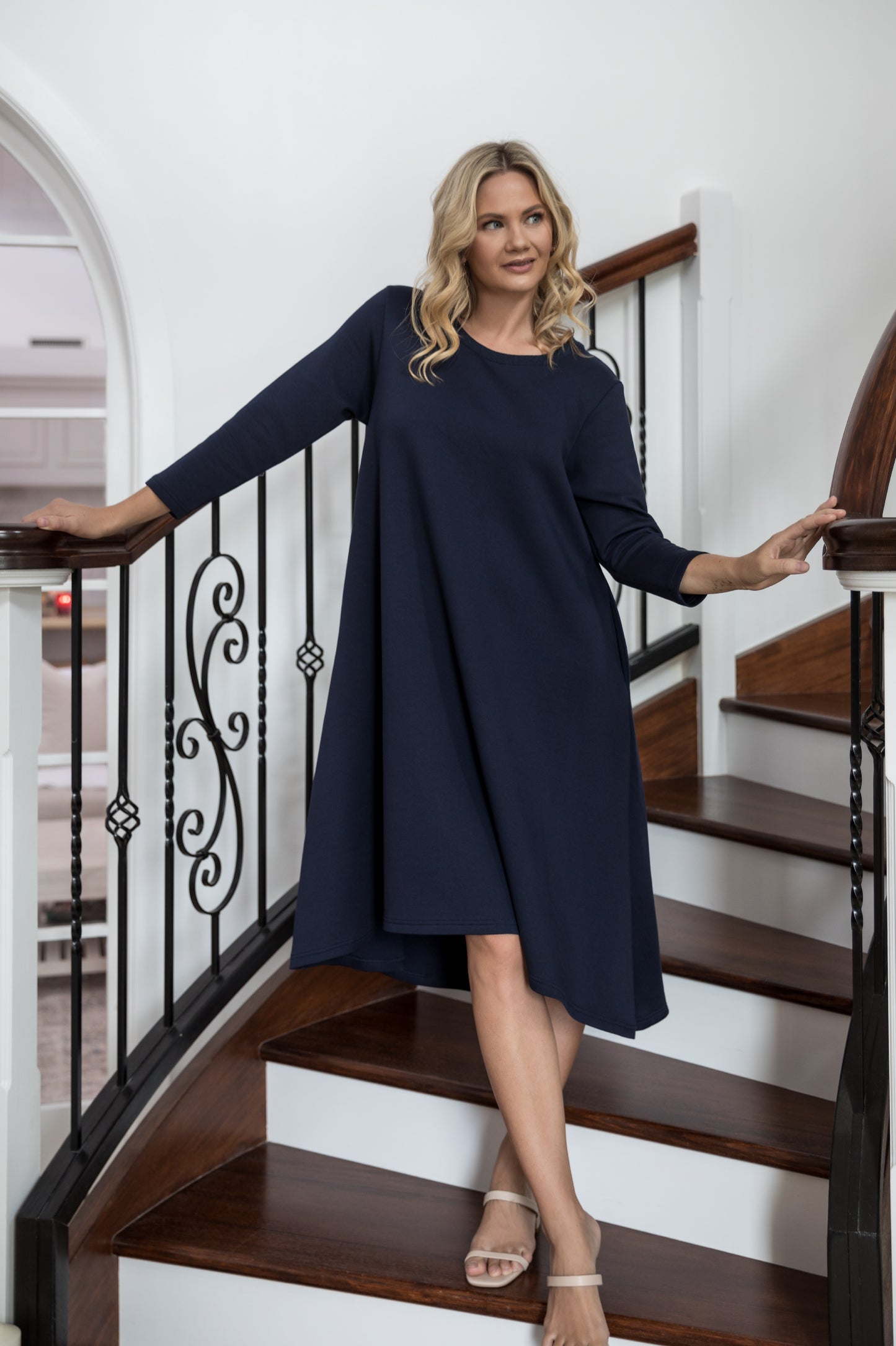Luxe Cosy Dress in Midnight Navy
