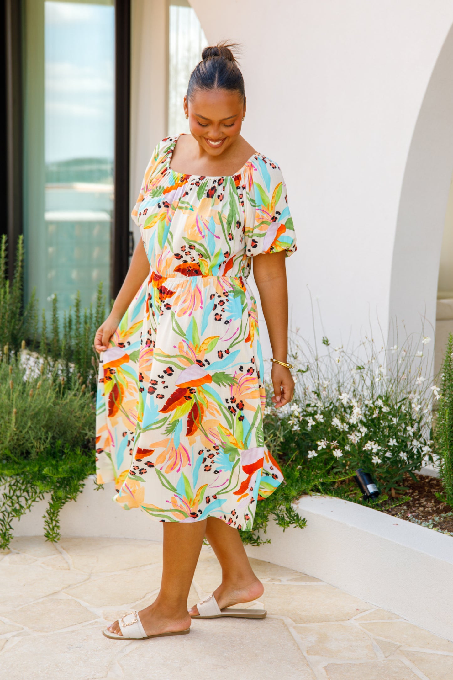 MARLEY MULTIWAY Rayon Half Sleeve Midi Dress | Castaway | FINAL SALE