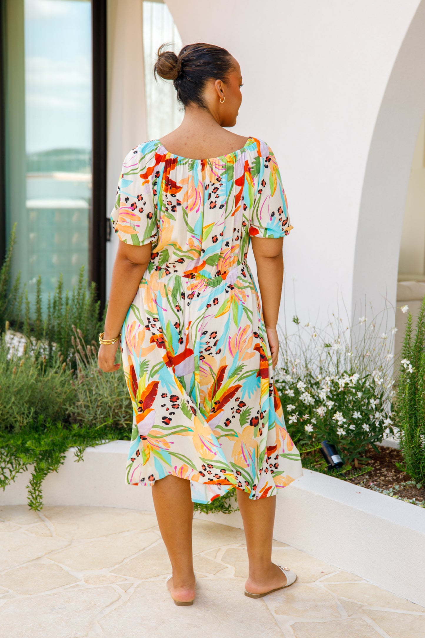 MARLEY MULTIWAY Rayon Half Sleeve Midi Dress | Castaway | FINAL SALE