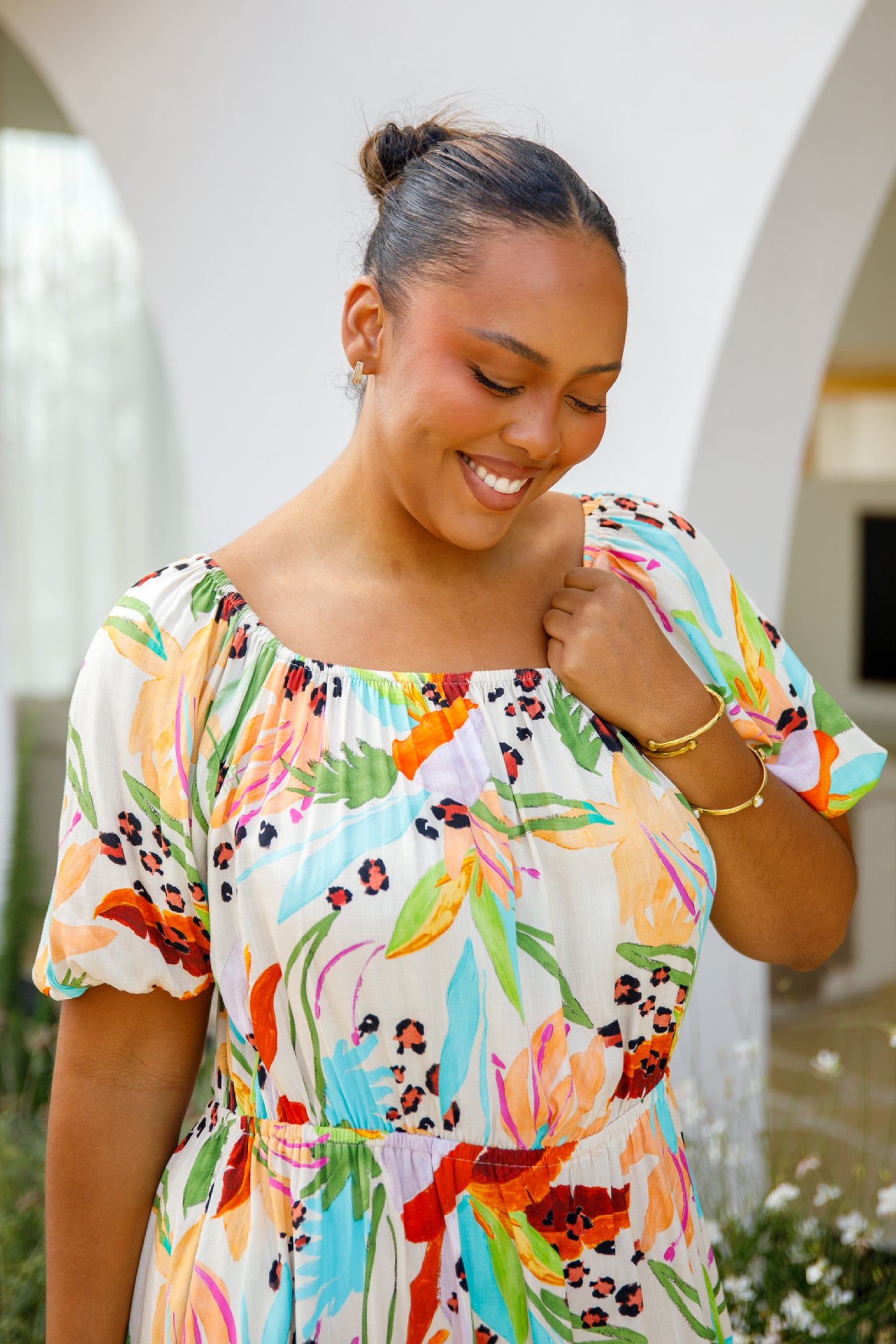 MARLEY MULTIWAY Rayon Half Sleeve Midi Dress | Castaway | FINAL SALE