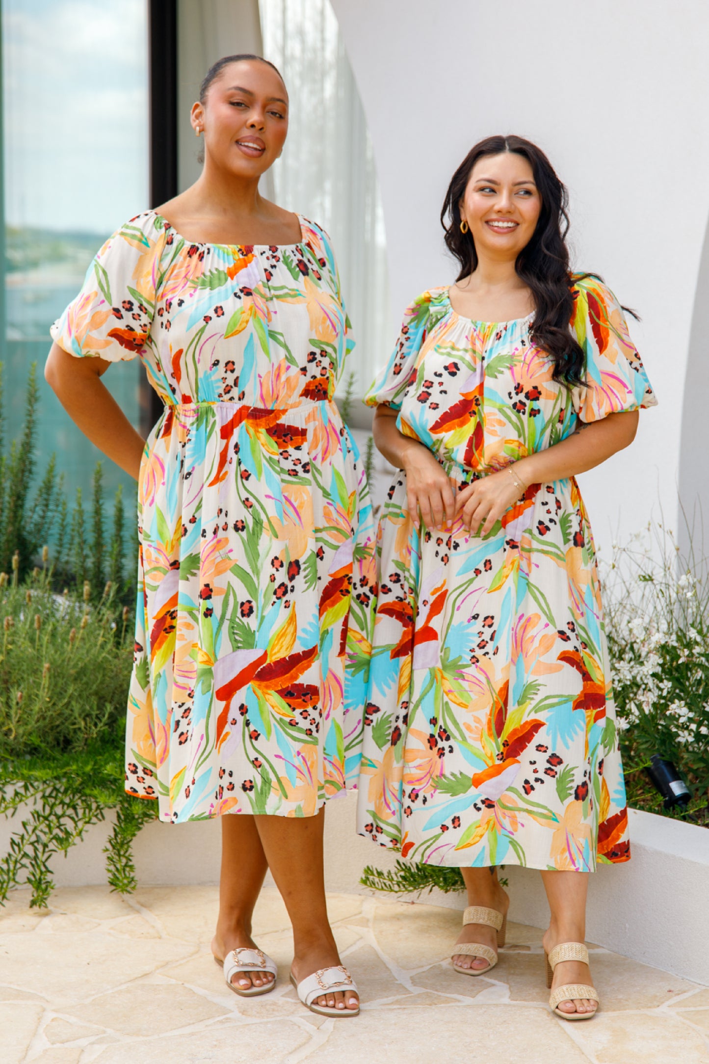 MARLEY MULTIWAY Rayon Half Sleeve Midi Dress | Castaway | FINAL SALE