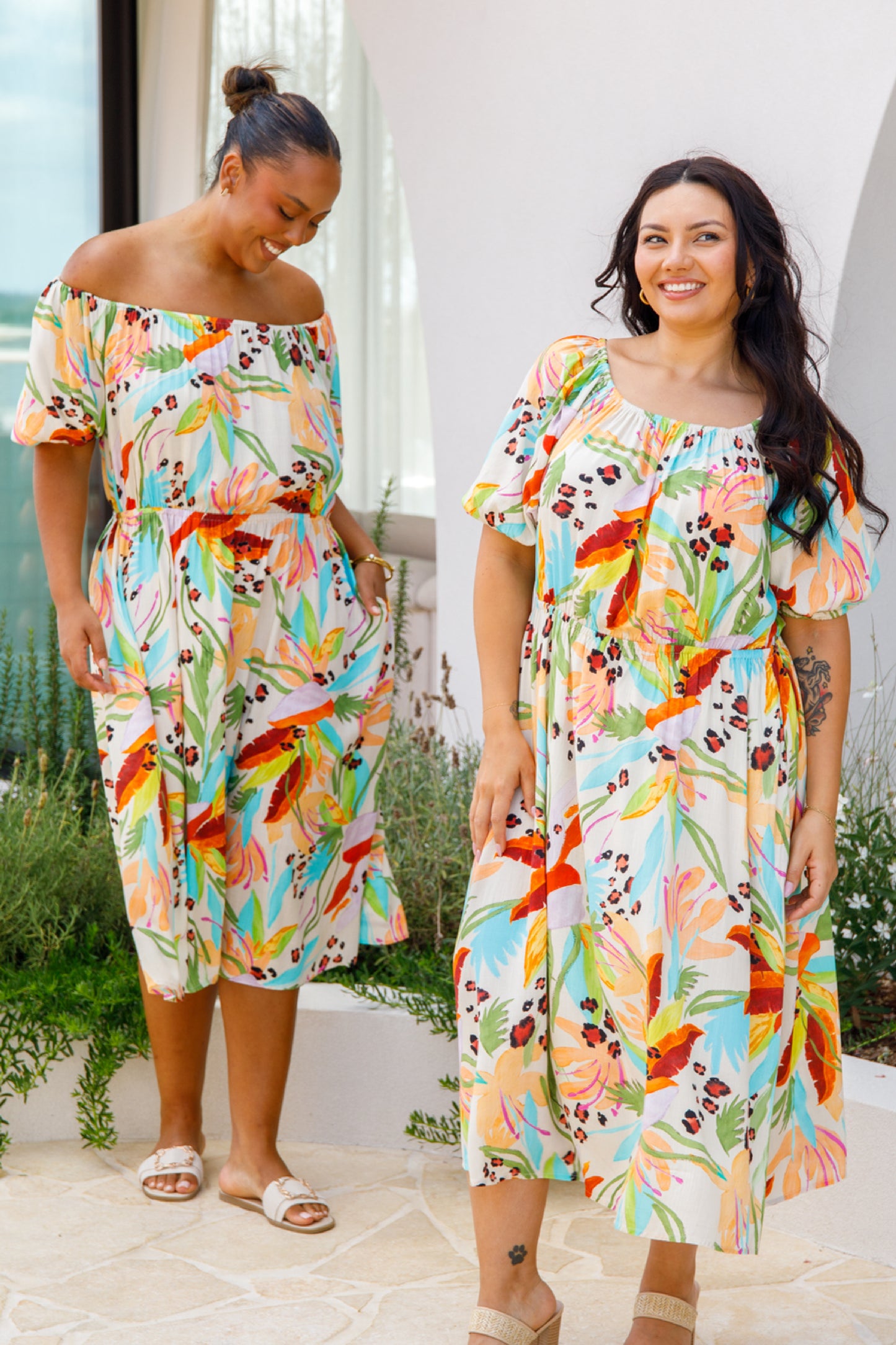 MARLEY MULTIWAY Rayon Half Sleeve Midi Dress | Castaway | FINAL SALE