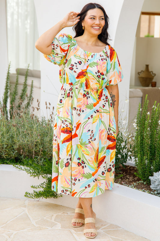 MARLEY MULTIWAY Rayon Half Sleeve Midi Dress | Castaway | FINAL SALE