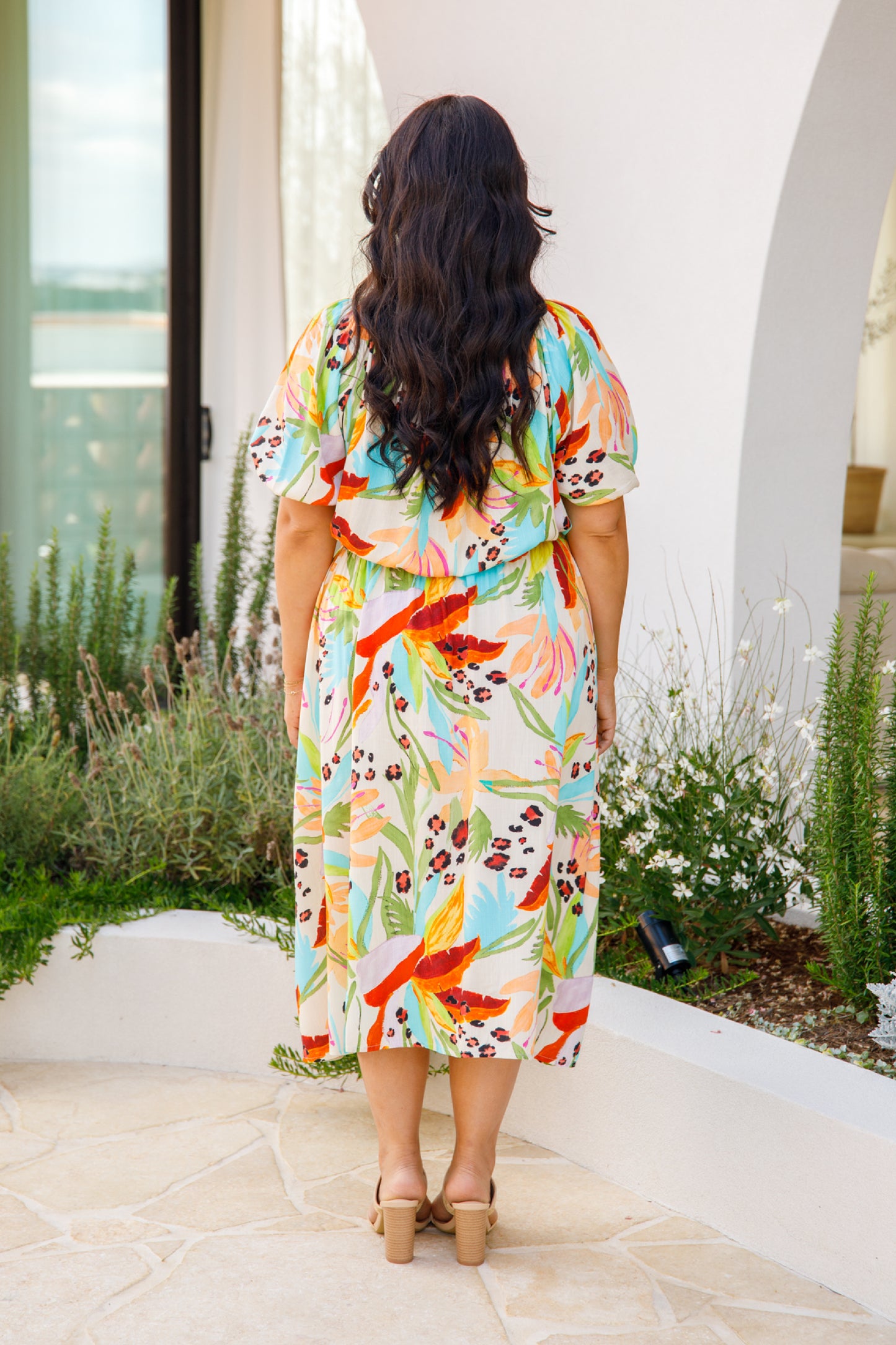 MARLEY MULTIWAY Rayon Half Sleeve Midi Dress | Castaway | FINAL SALE
