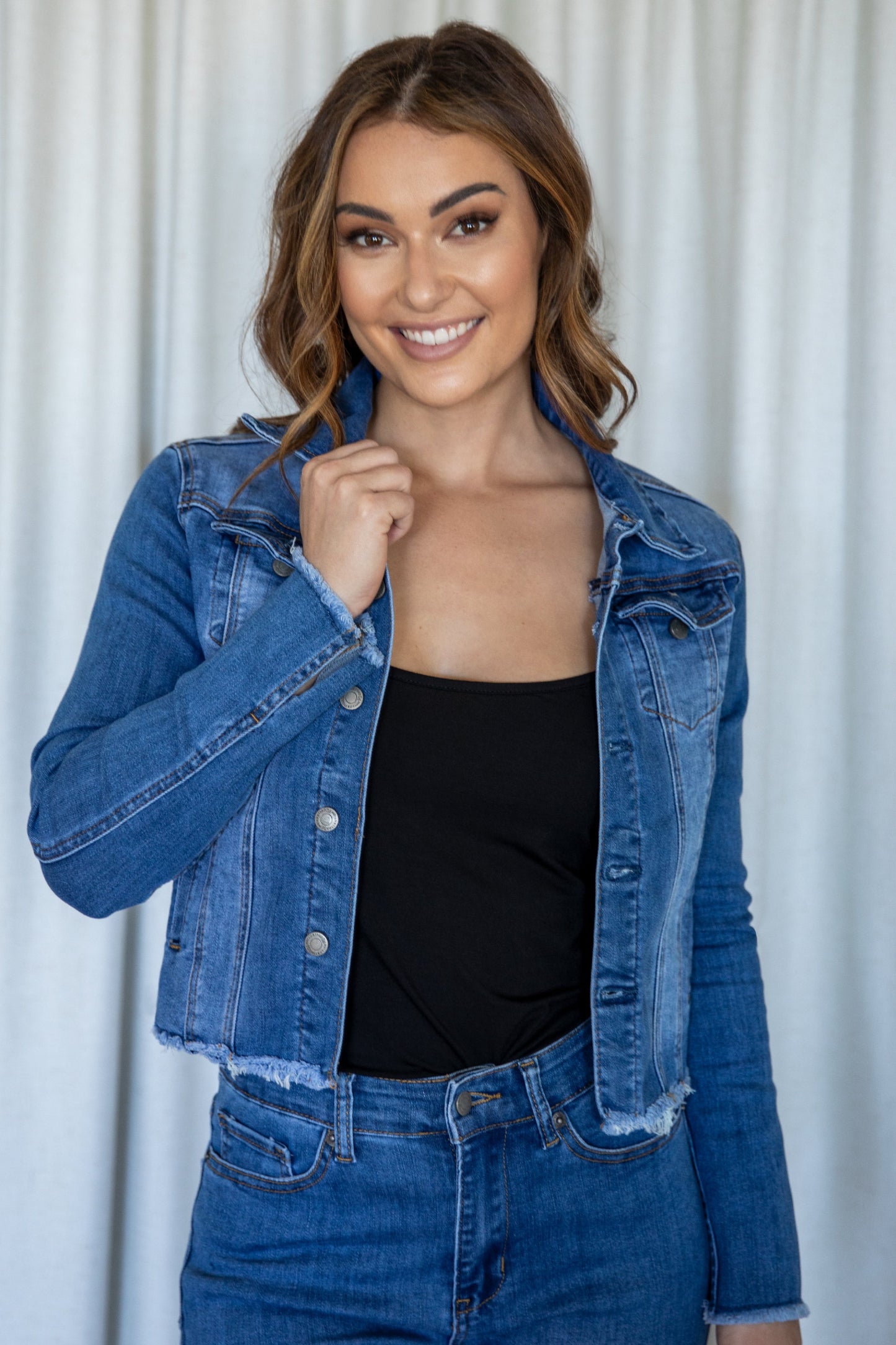 Frayed Denim Jacket | Mid Wash | FINAL SALE