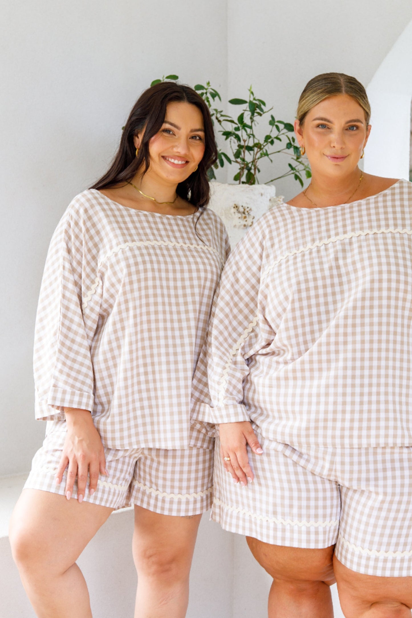 Milan Top | Beige Gingham | FINAL SALE
