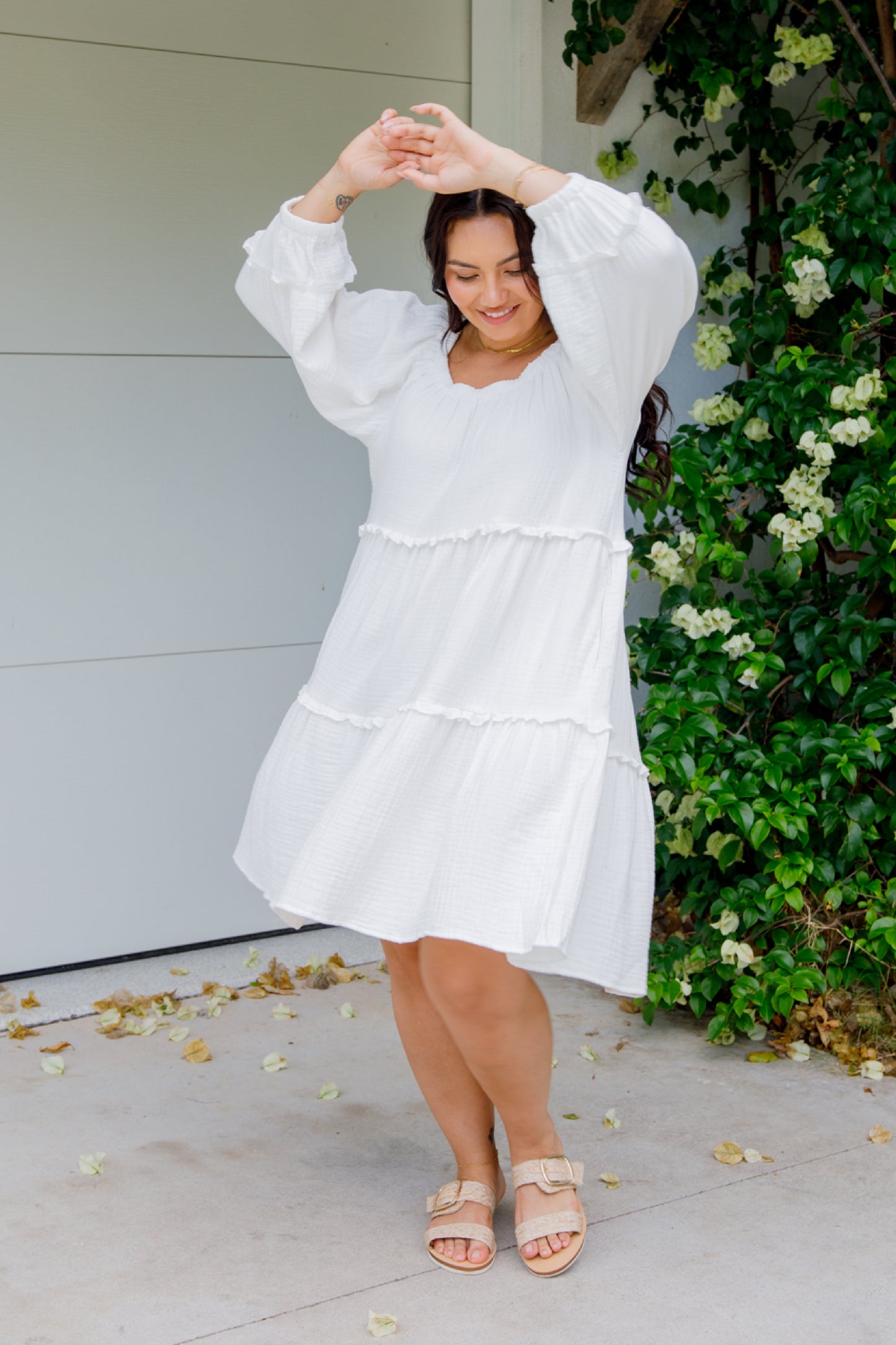 MYA MULTIWAY Cotton Long Sleeve Shortline Dress | White | FINAL SALE