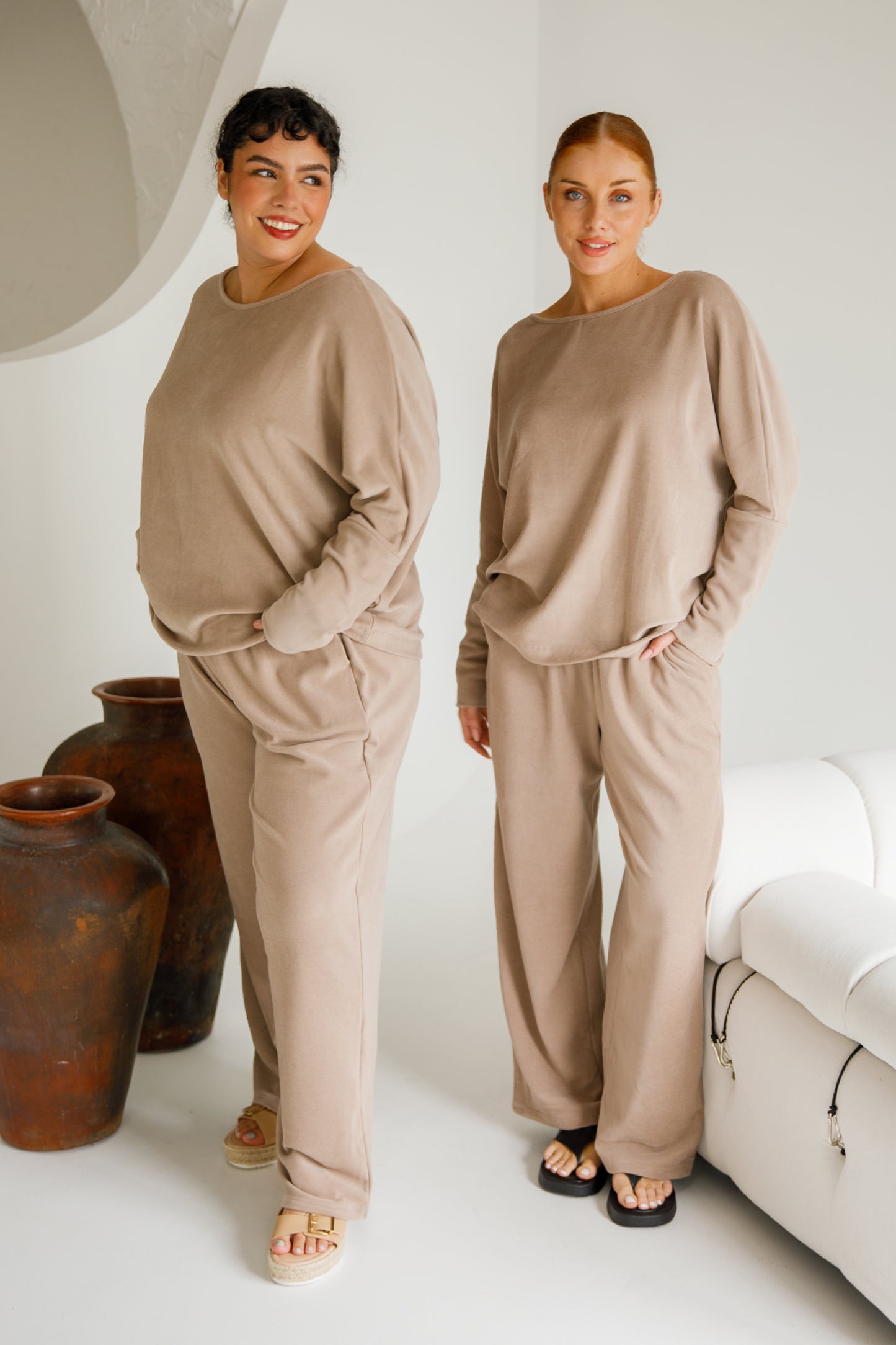 Pennie Long Sleeve Lounge Top | Taupe