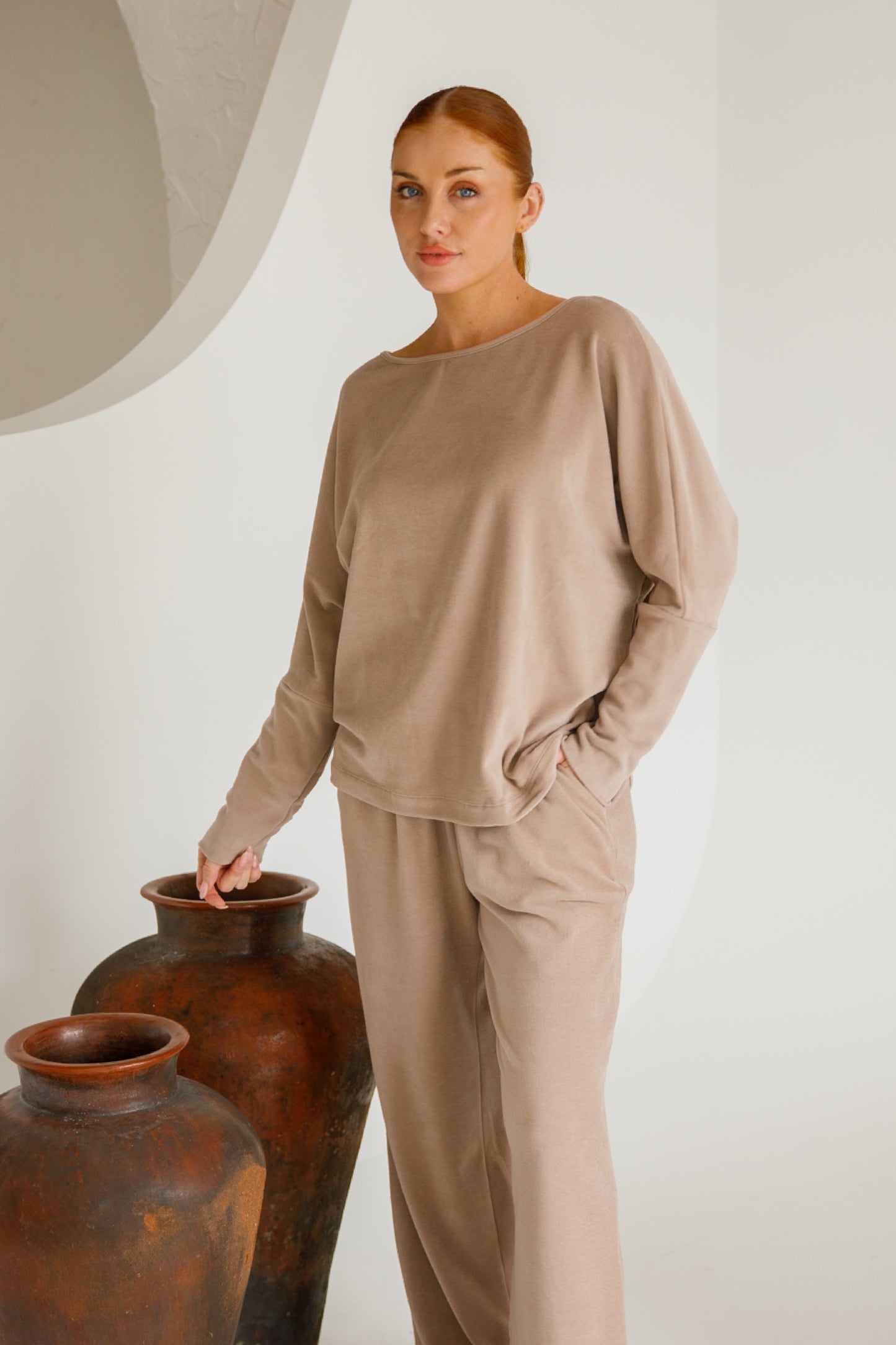 Pennie Long Sleeve Lounge Top | Taupe