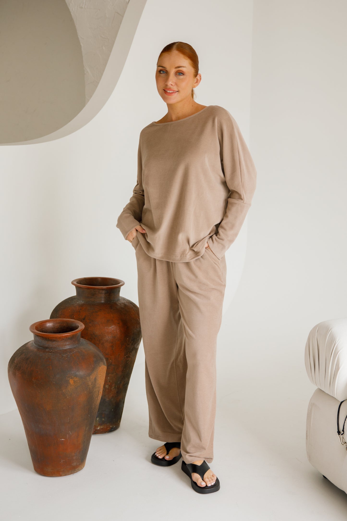 Pennie Long Sleeve Lounge Top | Taupe
