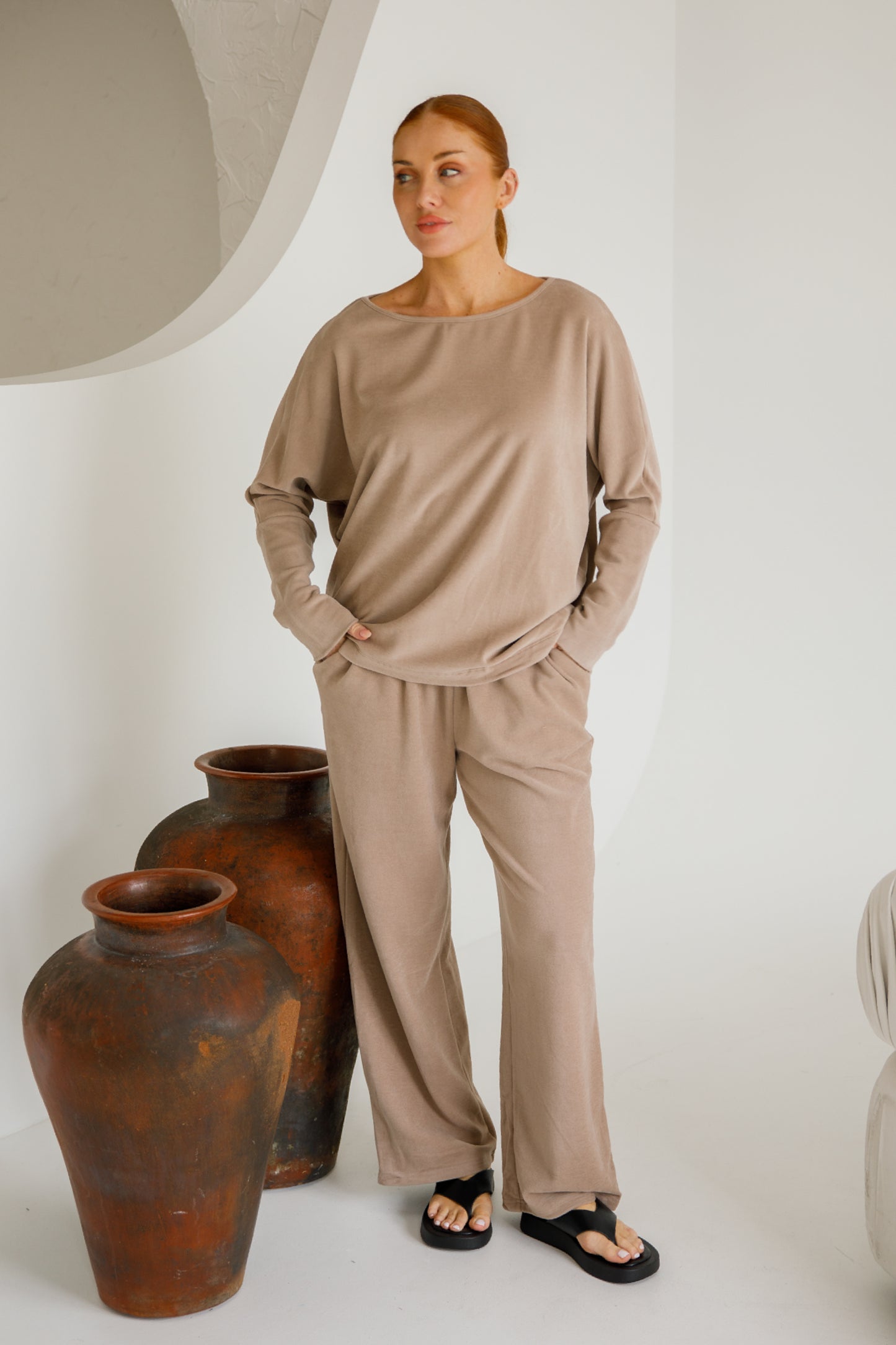 Pennie Long Sleeve Lounge Top | Taupe