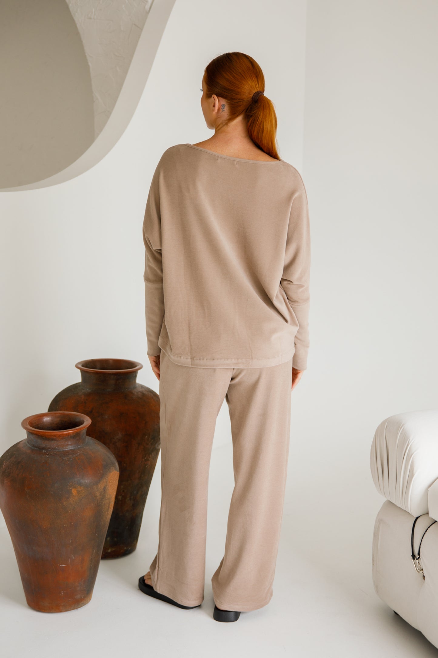 Pennie Long Sleeve Lounge Top | Taupe