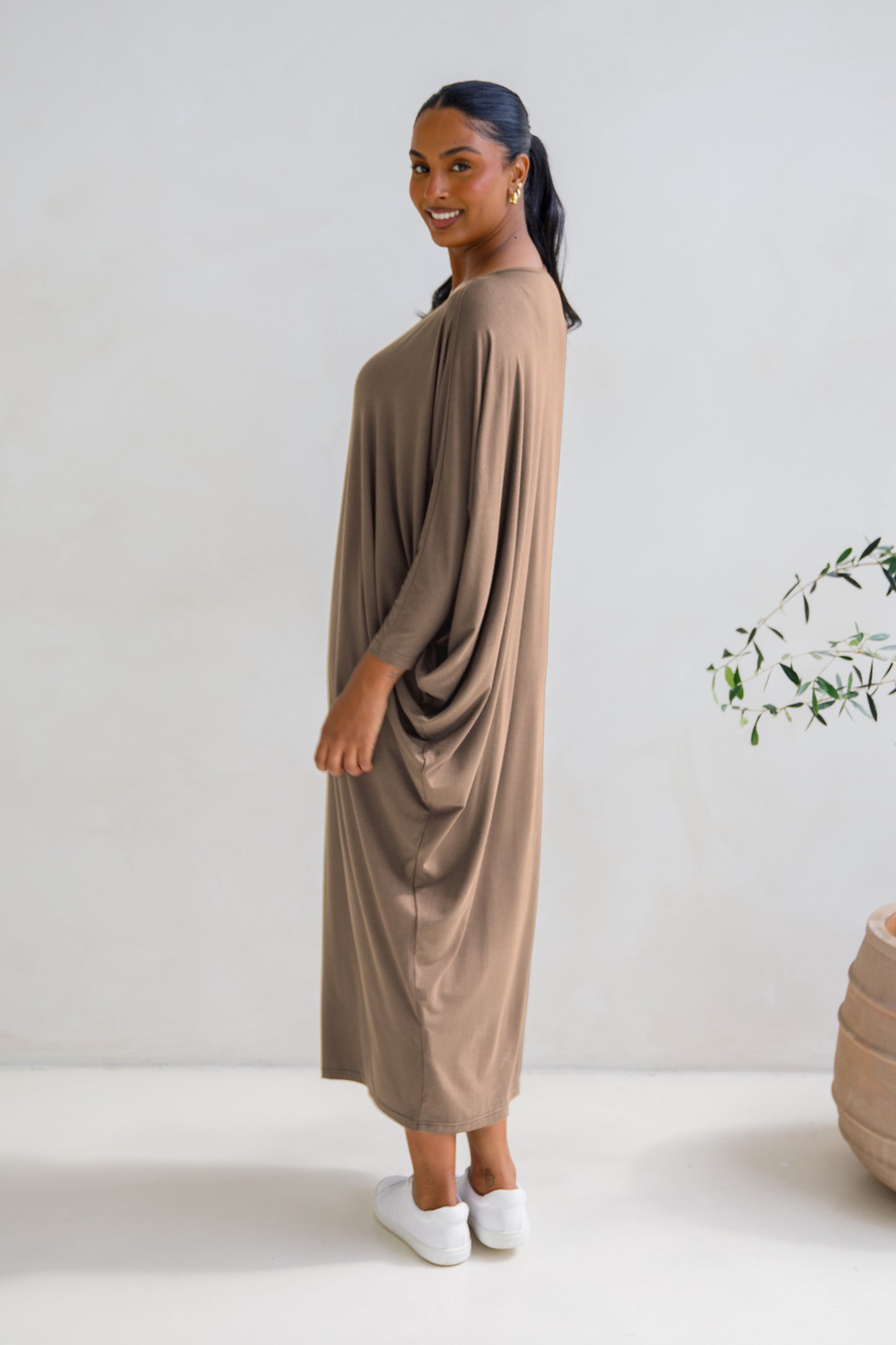 Long Sleeve Maxi Miracle Dress | Dark Beige