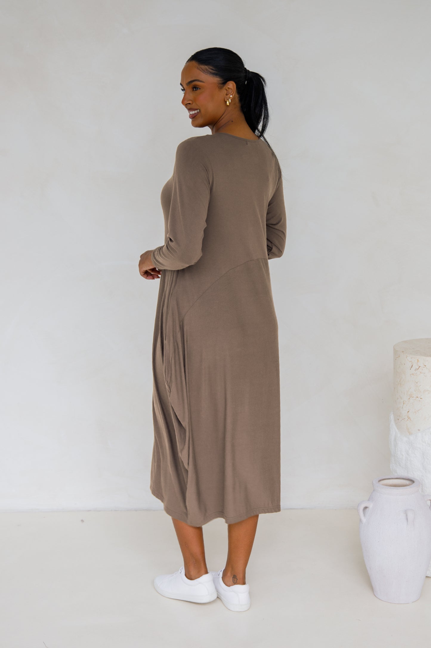 Long Sleeve Soho Dress | Dark Beige