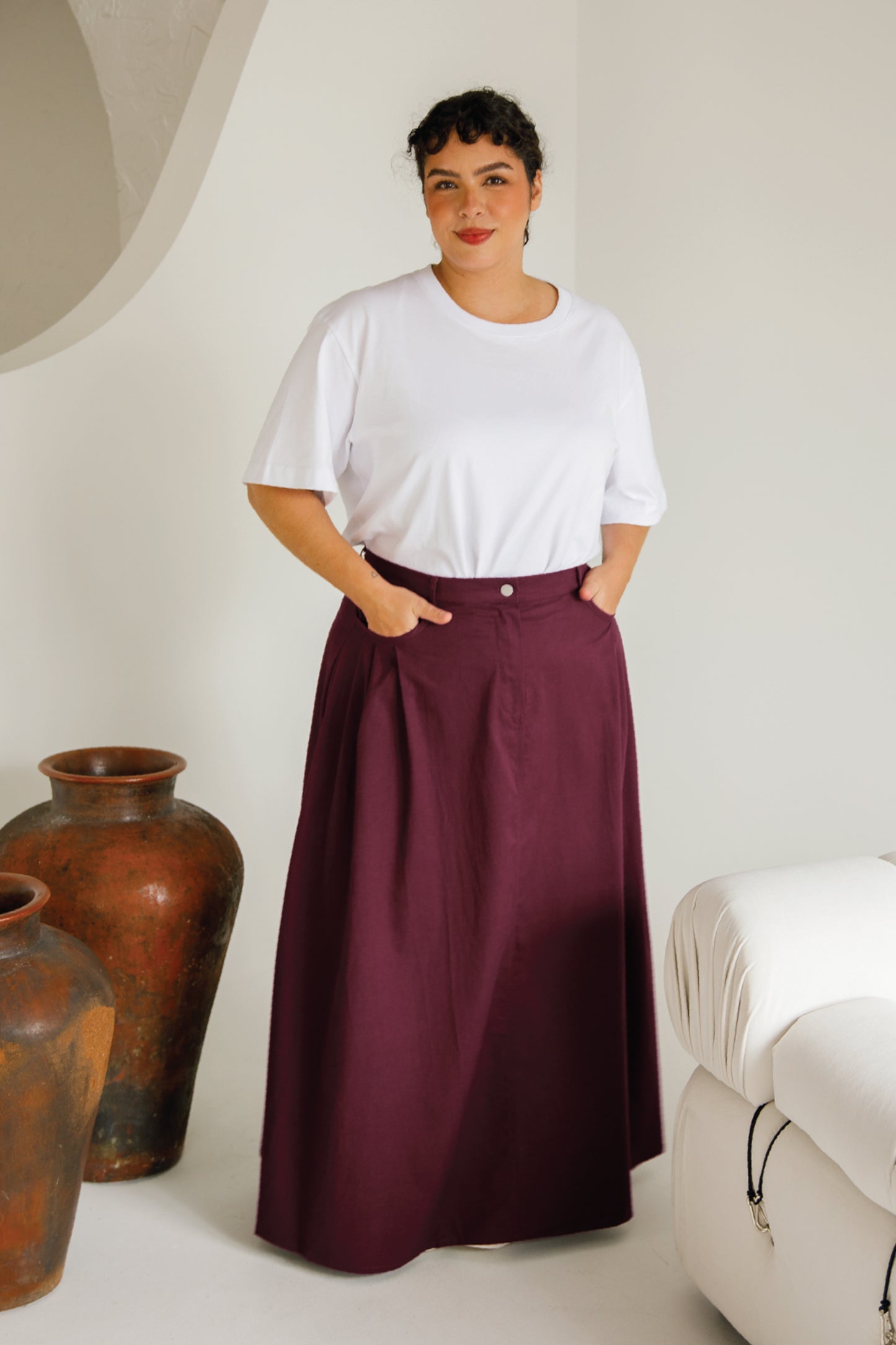 Ria Jean Skirt | Merlot | FINAL SALE