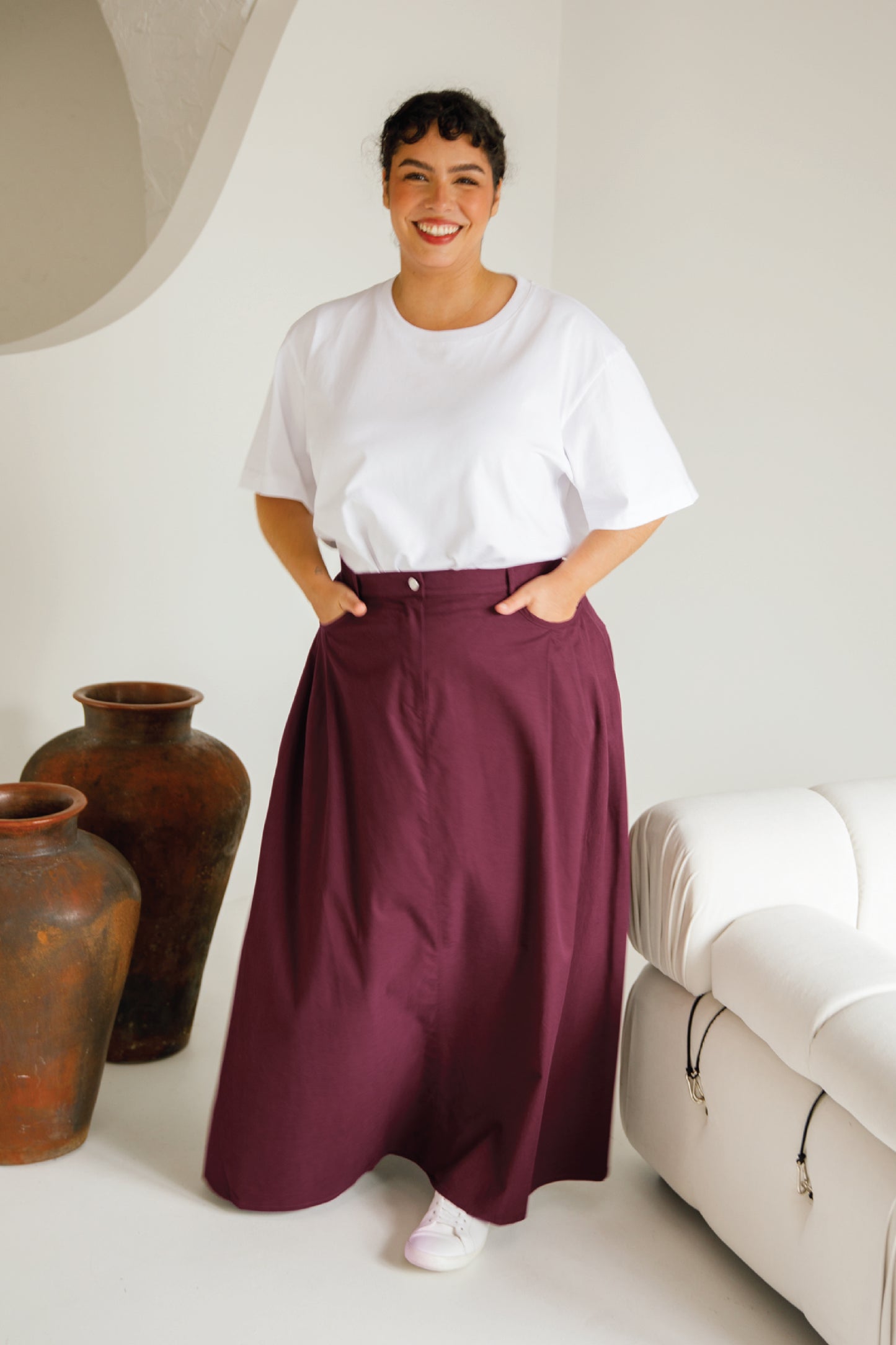 Ria Jean Skirt | Merlot | FINAL SALE