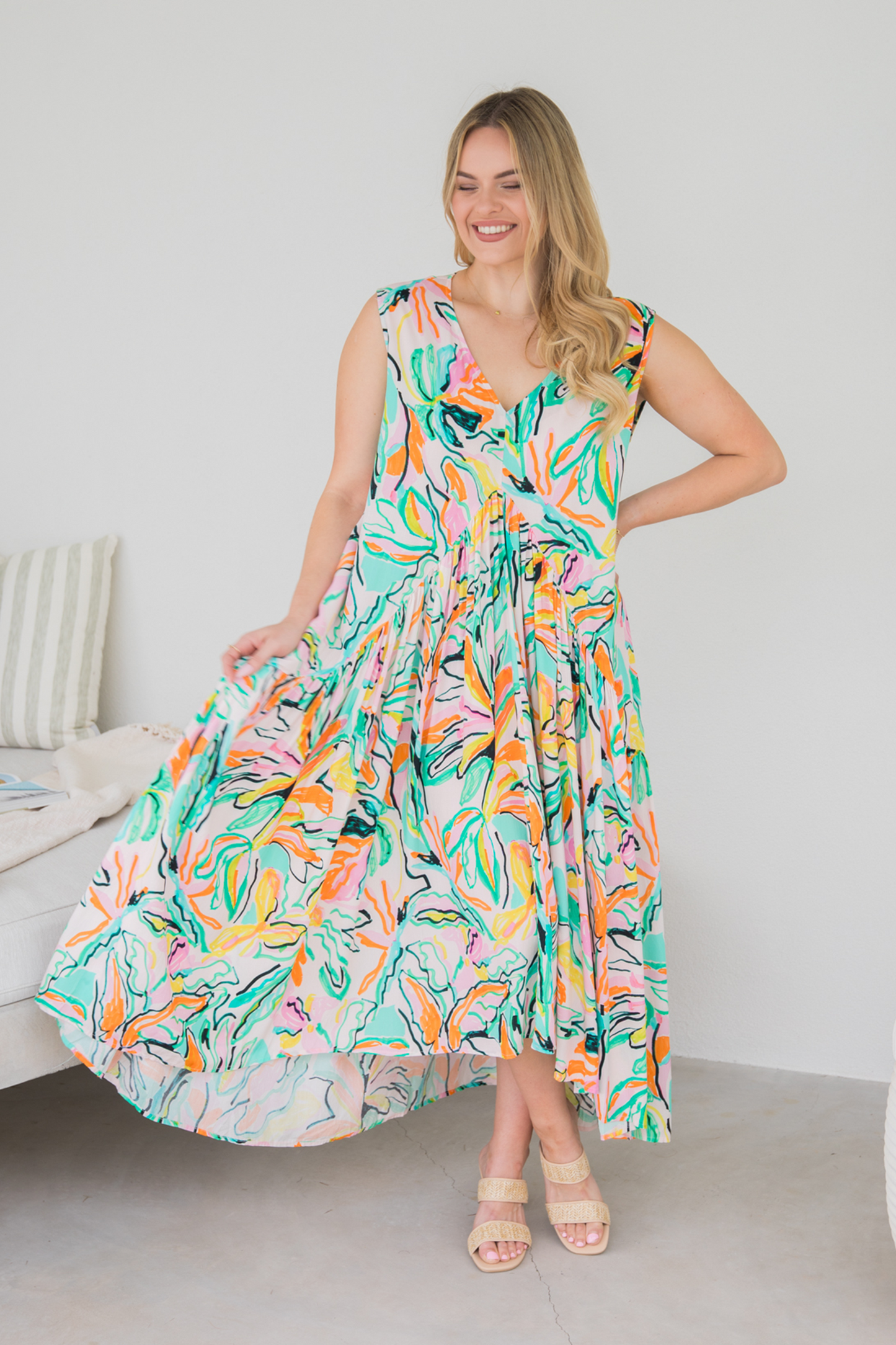 Sleeveless Peak Maxi Dress | Tropicana | FINAL SALE