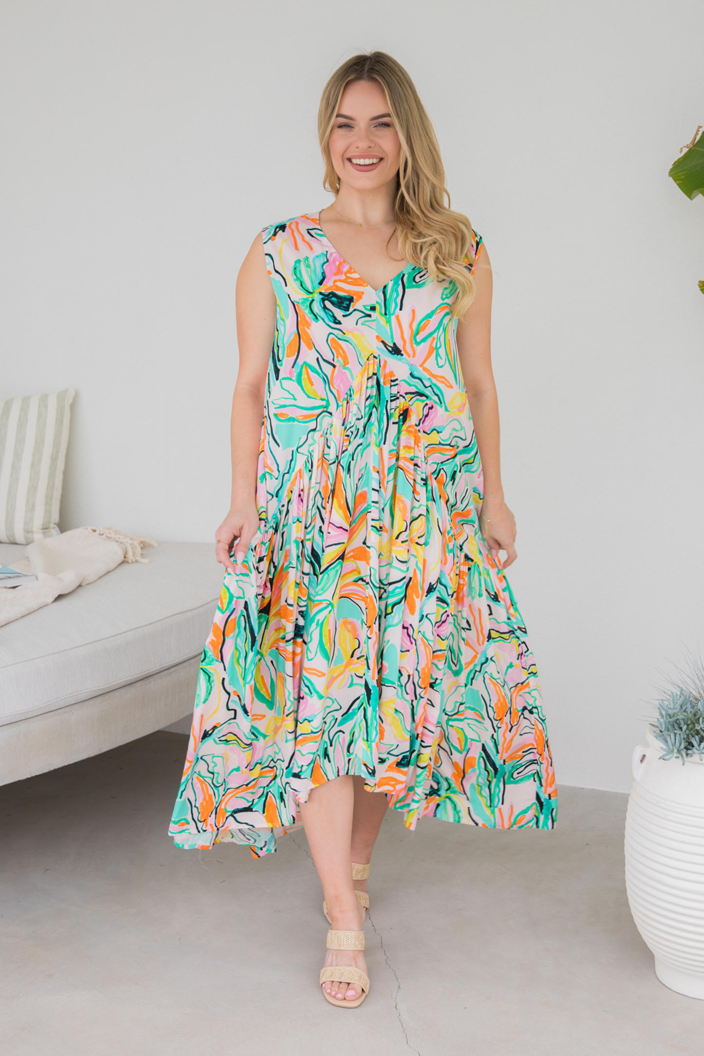 Sleeveless Peak Maxi Dress | Tropicana | FINAL SALE
