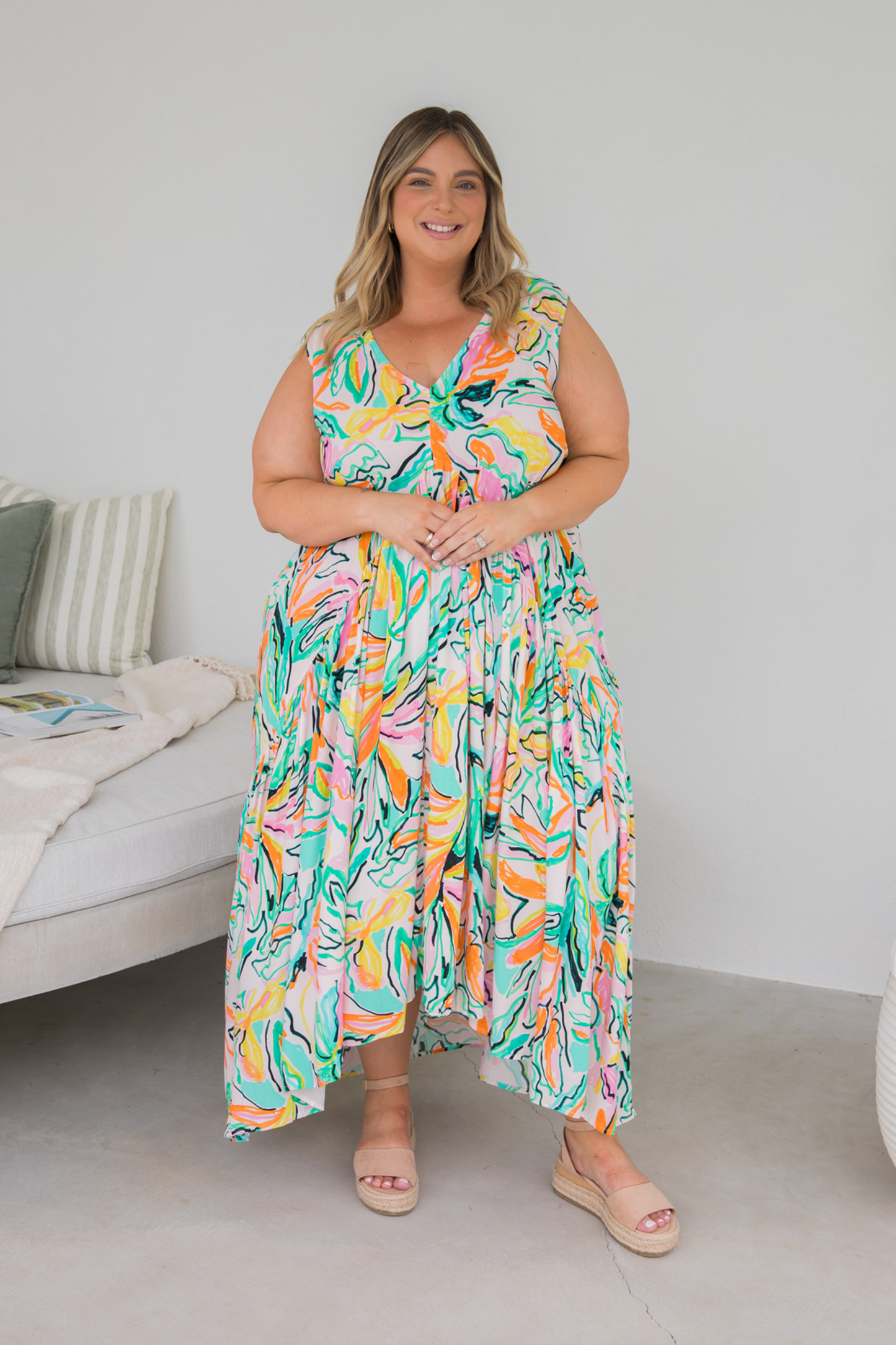 Sleeveless Peak Maxi Dress | Tropicana | FINAL SALE