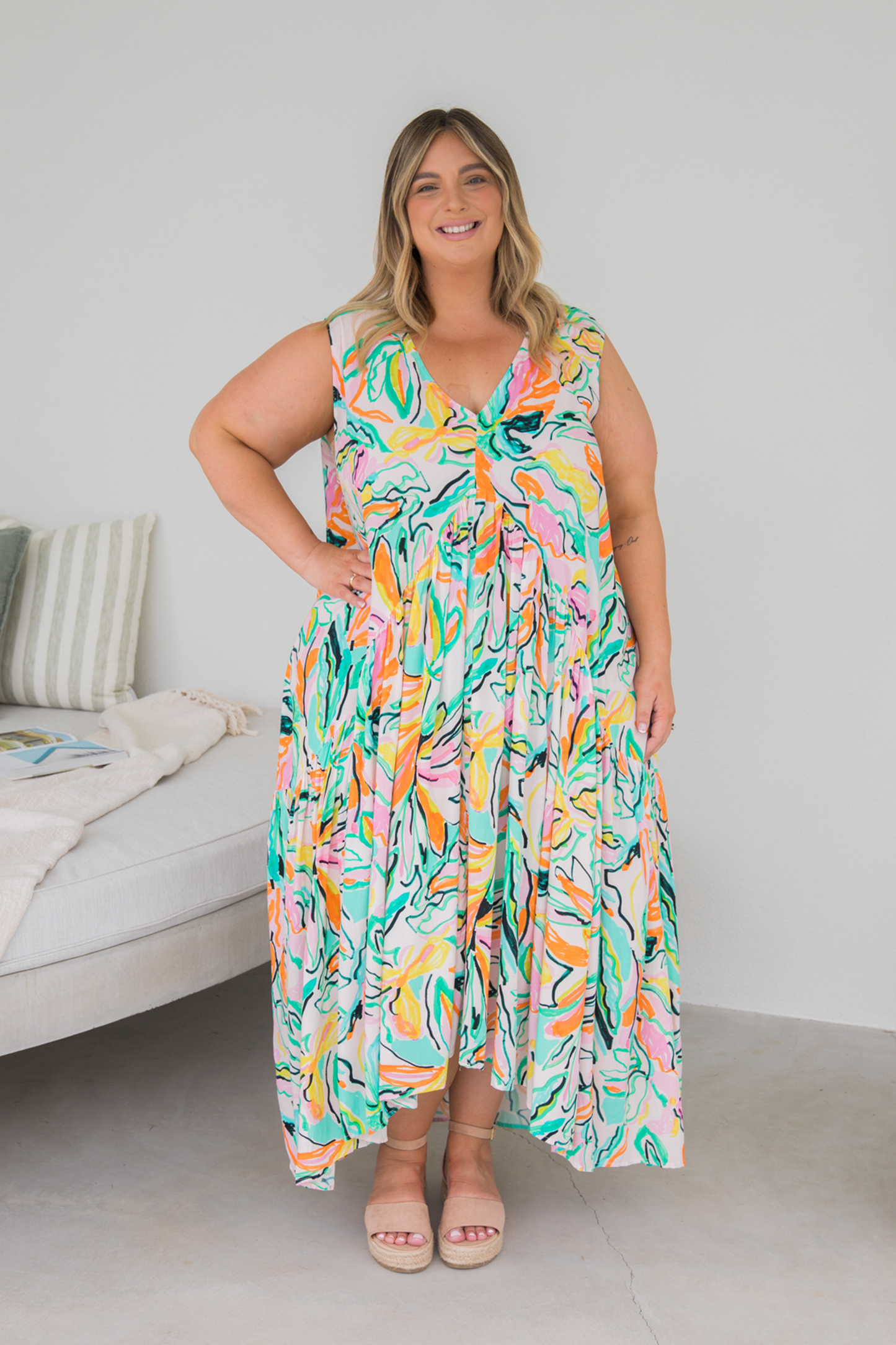 Sleeveless Peak Maxi Dress | Tropicana | FINAL SALE