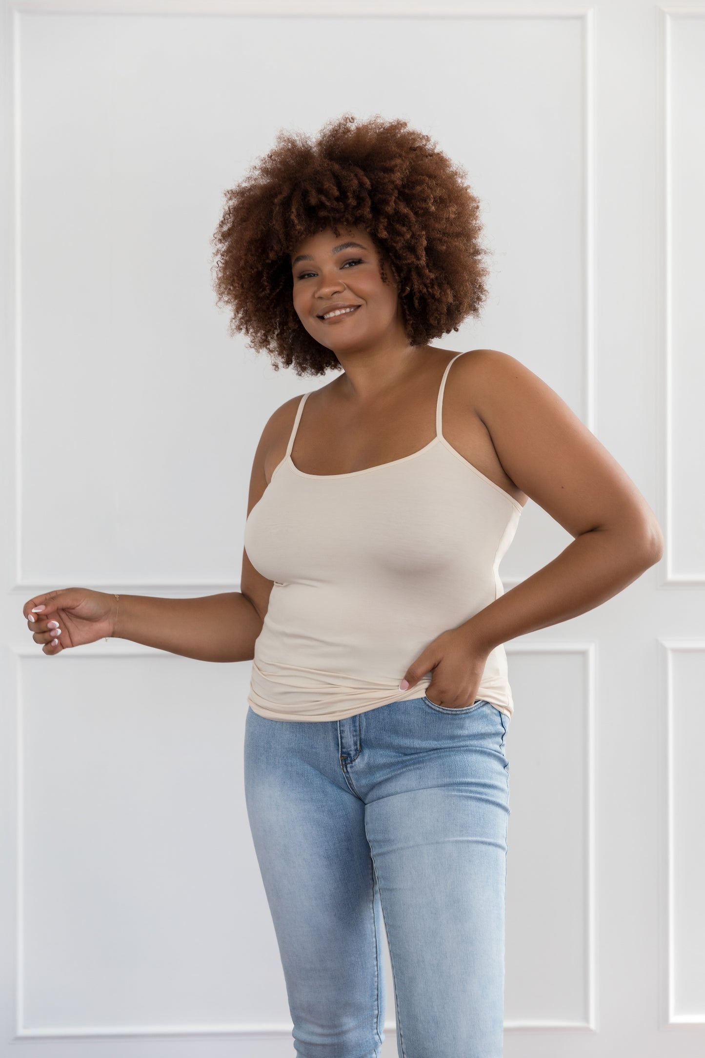 Plus-Sized Beige Top | PQ Collection | Slip Singlet