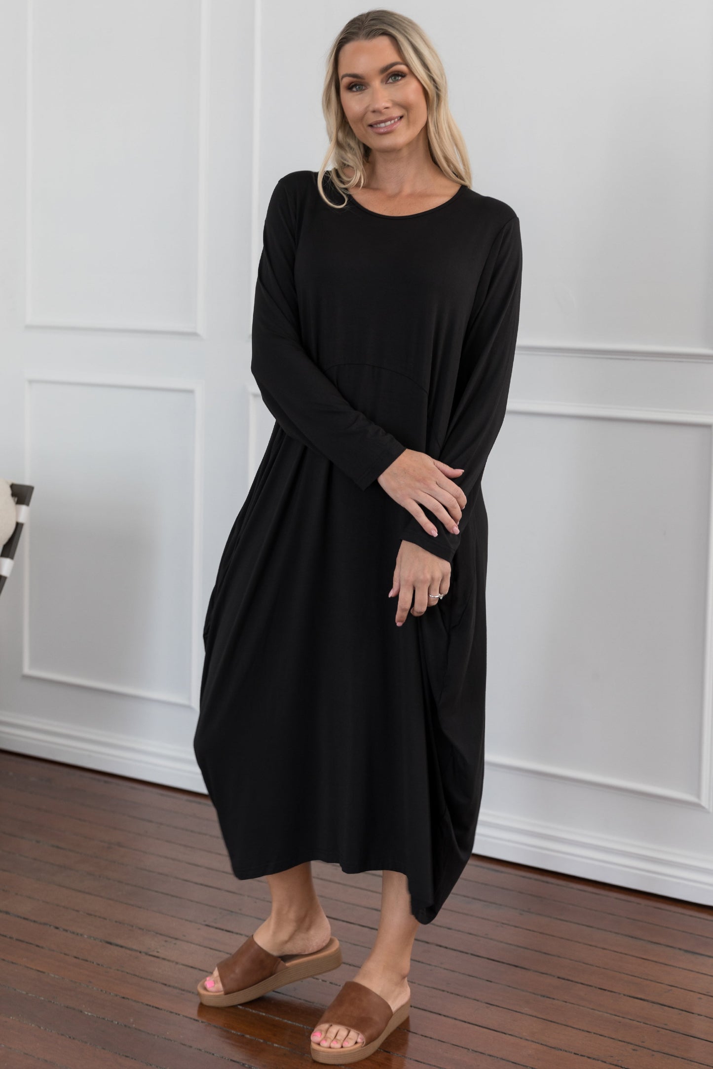 Soho Long Sleeve Bamboo Dress | Black