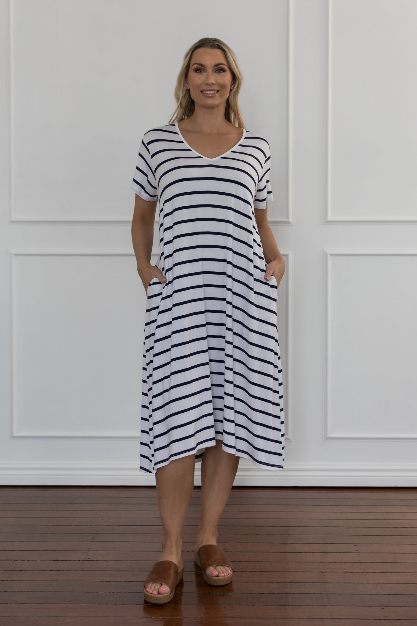 T-Shirt Dress | Navy/White Stripe