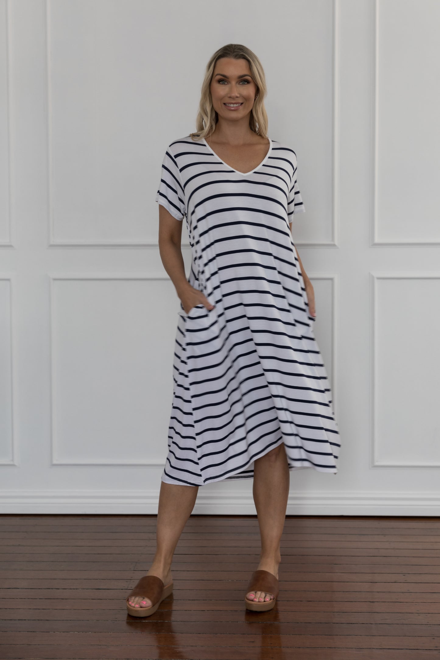 T-Shirt Dress | Navy/White Stripe