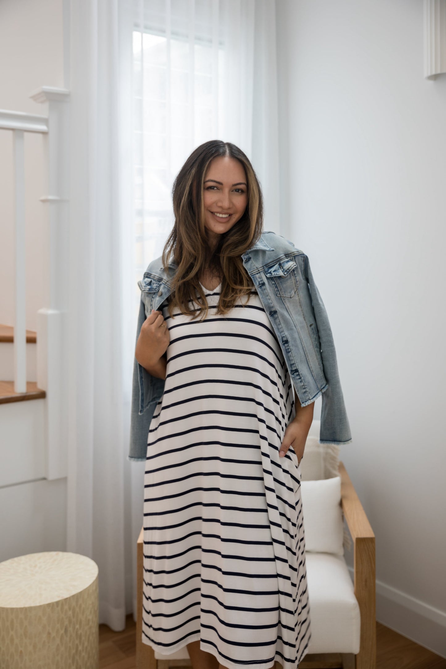 T-Shirt Dress | Navy/White Stripe