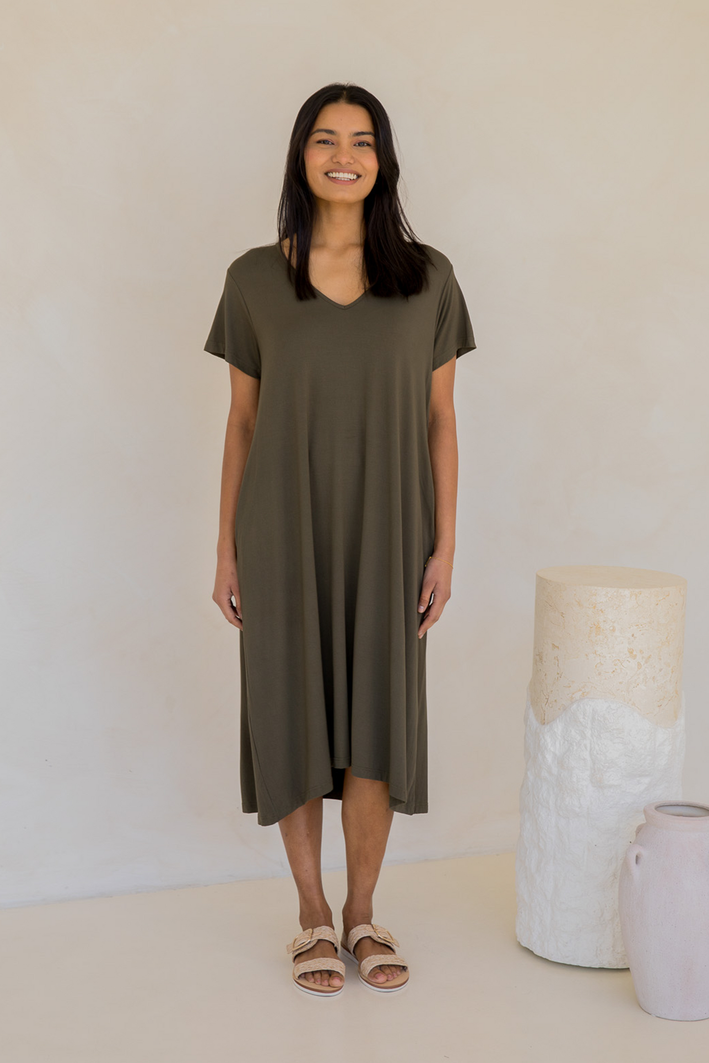 T-Shirt Dress | Moss Green