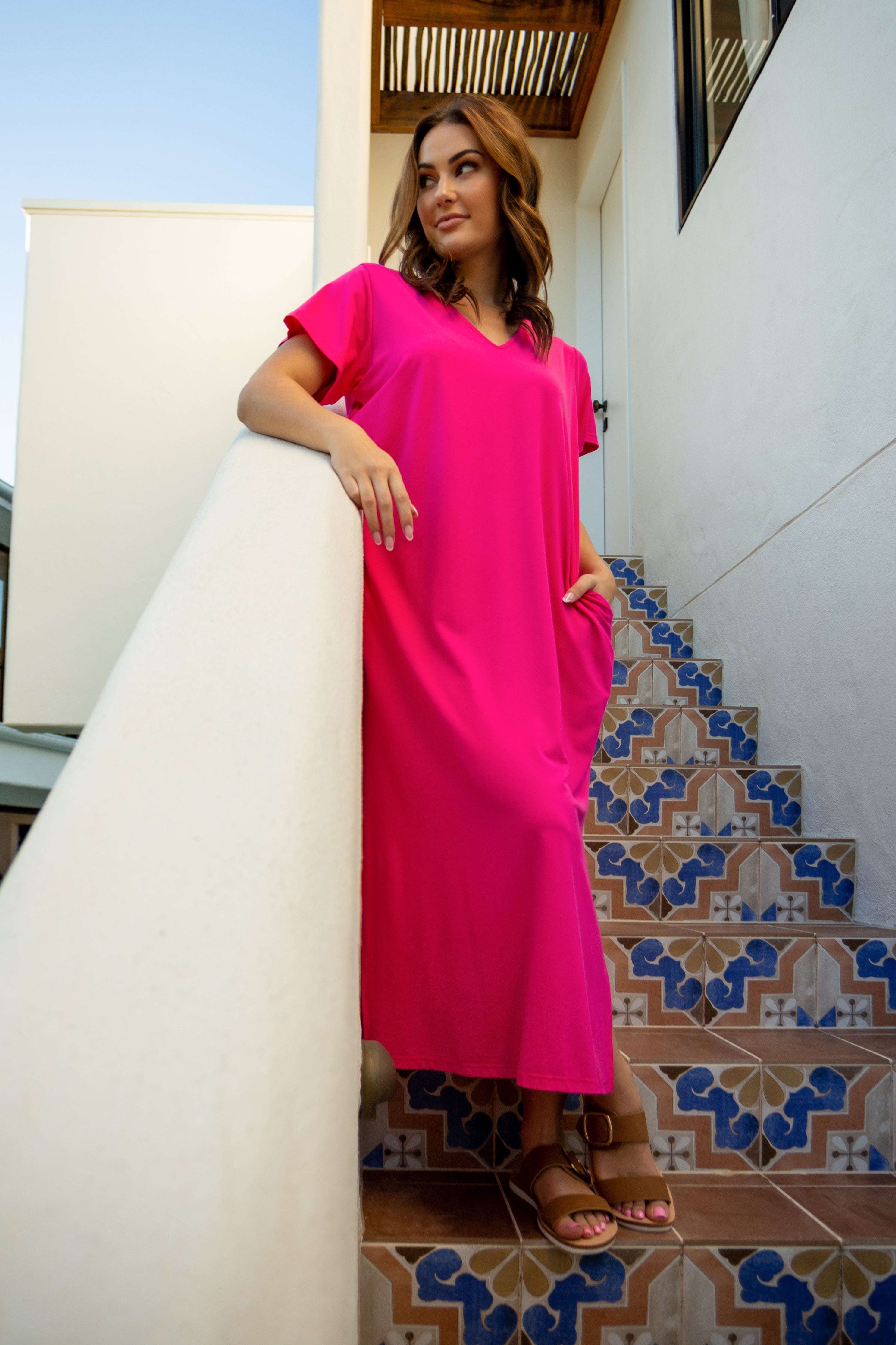 Magenta Shirt Maxi Dress | Dresses | PQ Collection