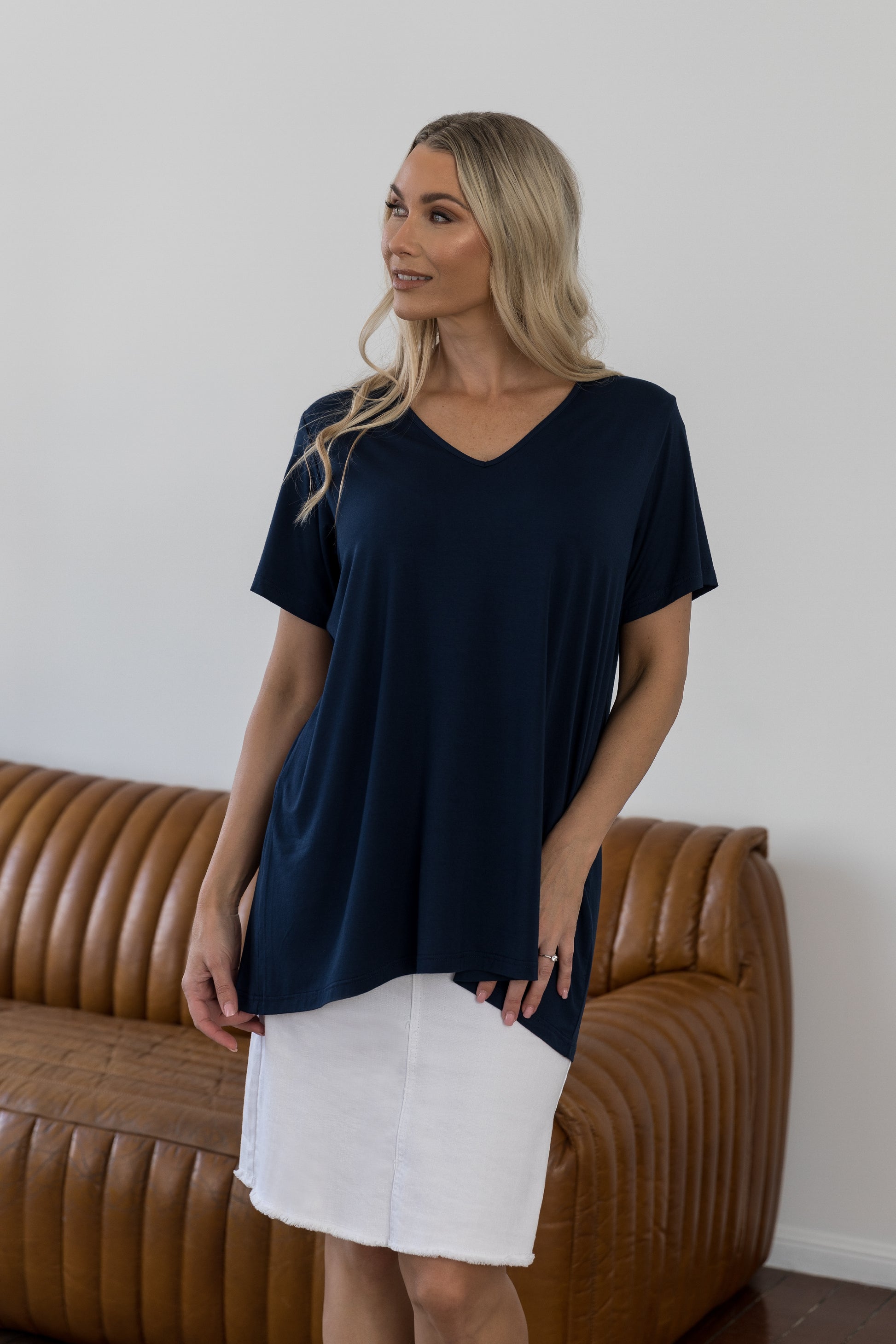 Plus-Sized Navy Tops | PQ Collection | T-Shirt Top