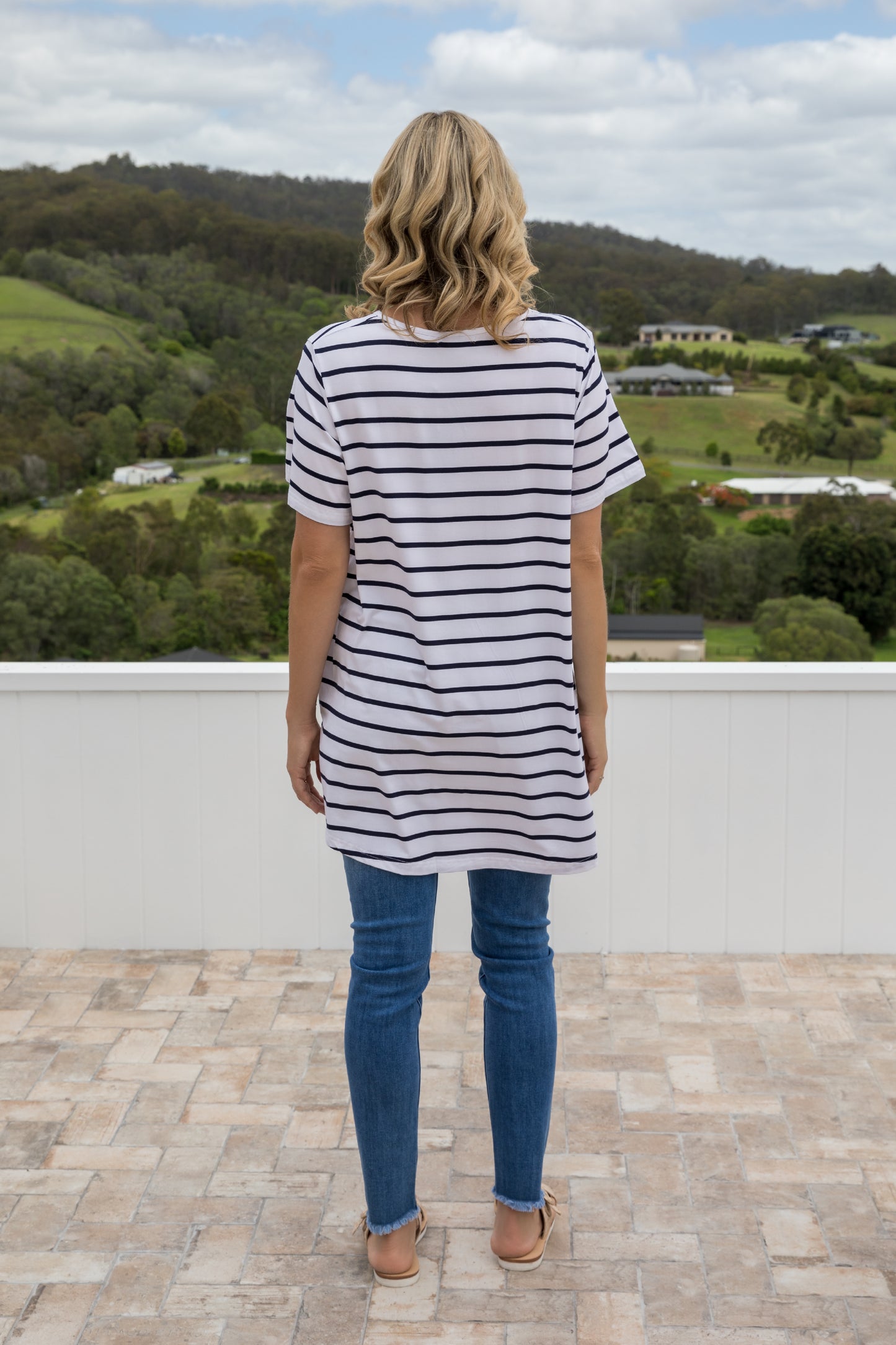 T-Shirt Top | Navy/White Stripe