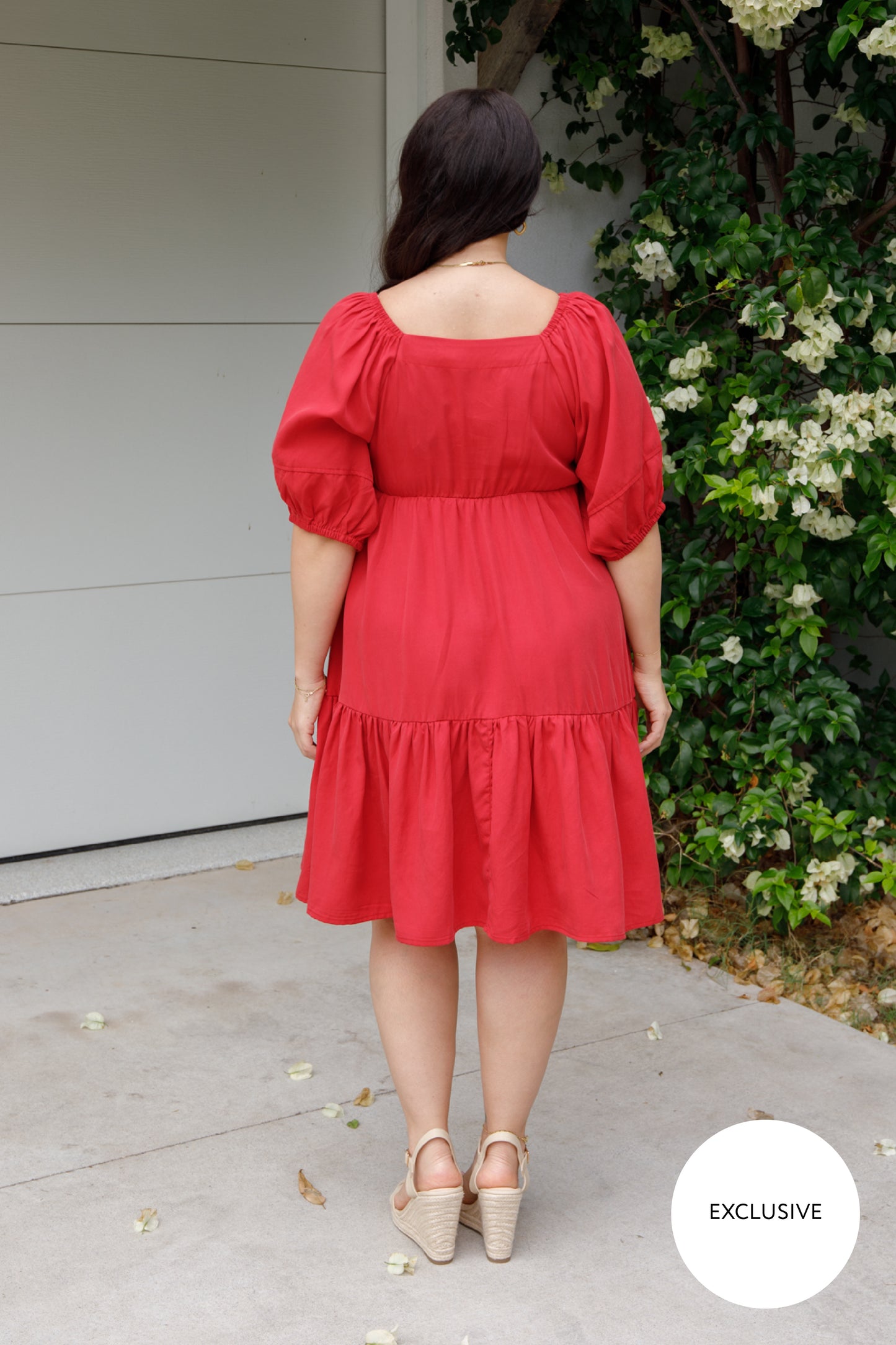 TILLY Tencel Half Sleeve Shortline Dress | Cherry Red | FINAL SALE