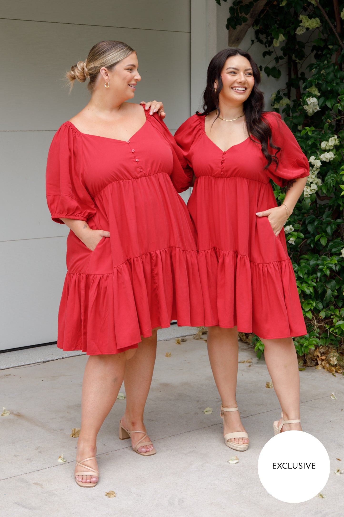 TILLY Tencel Half Sleeve Shortline Dress | Cherry Red | FINAL SALE