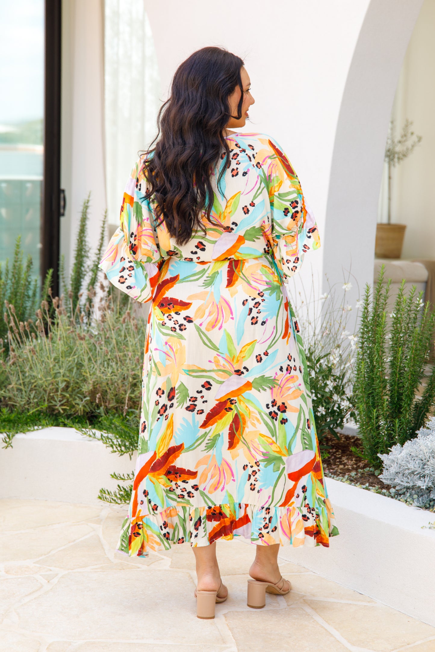 TRACY Rayon Half Sleeve Maxi Dress | Castaway | FINAL SALE