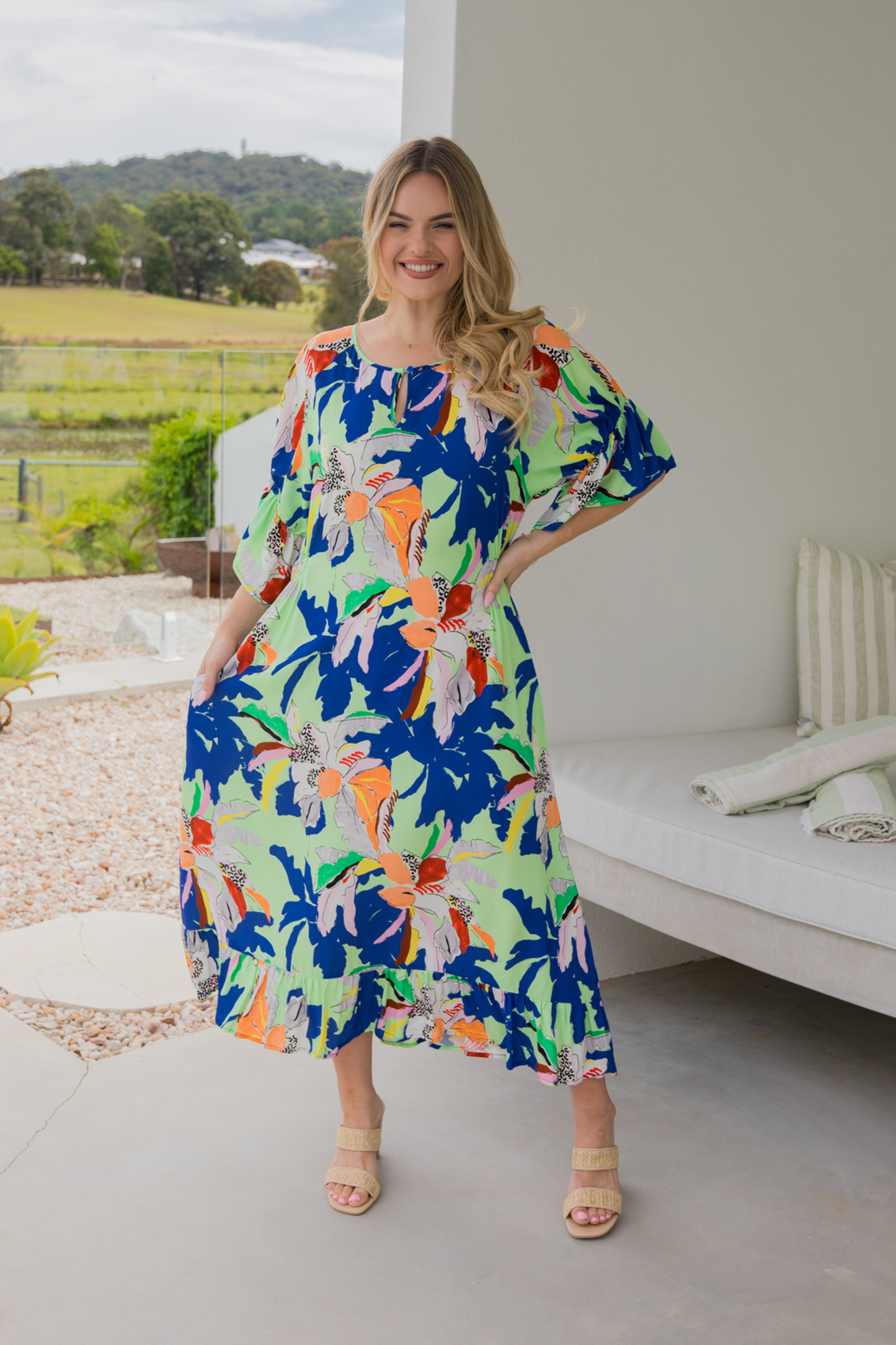 TRACY Rayon Half Sleeve Maxi Dress | Getaway | FINAL SALE