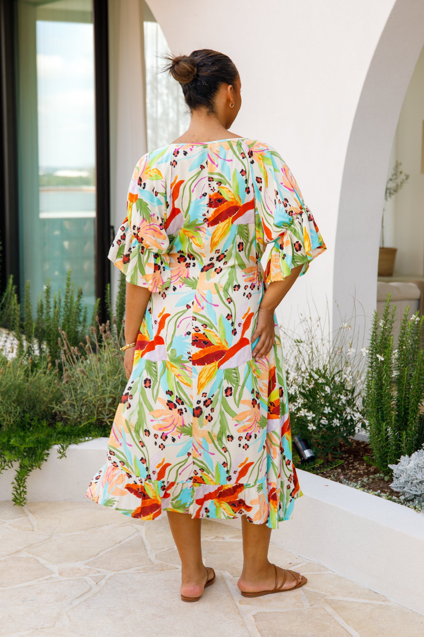 TRACY Rayon Half Sleeve Maxi Dress | Castaway | FINAL SALE