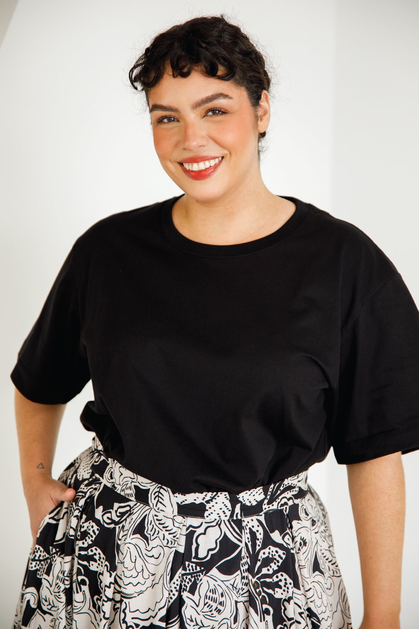 Zoe Pleated Skirt | Flora Noir | FINAL SALE