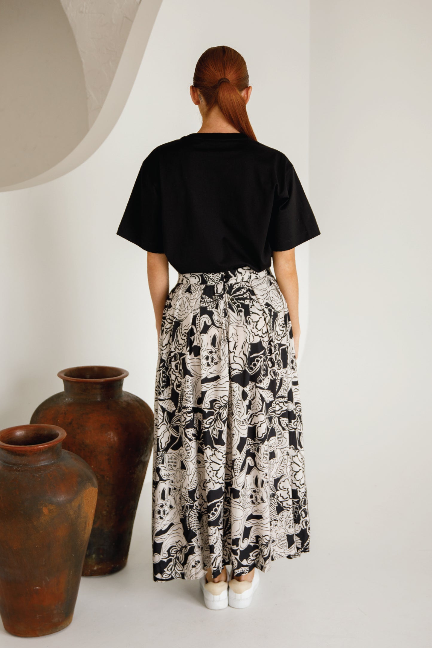 Zoe Pleated Skirt | Flora Noir | FINAL SALE